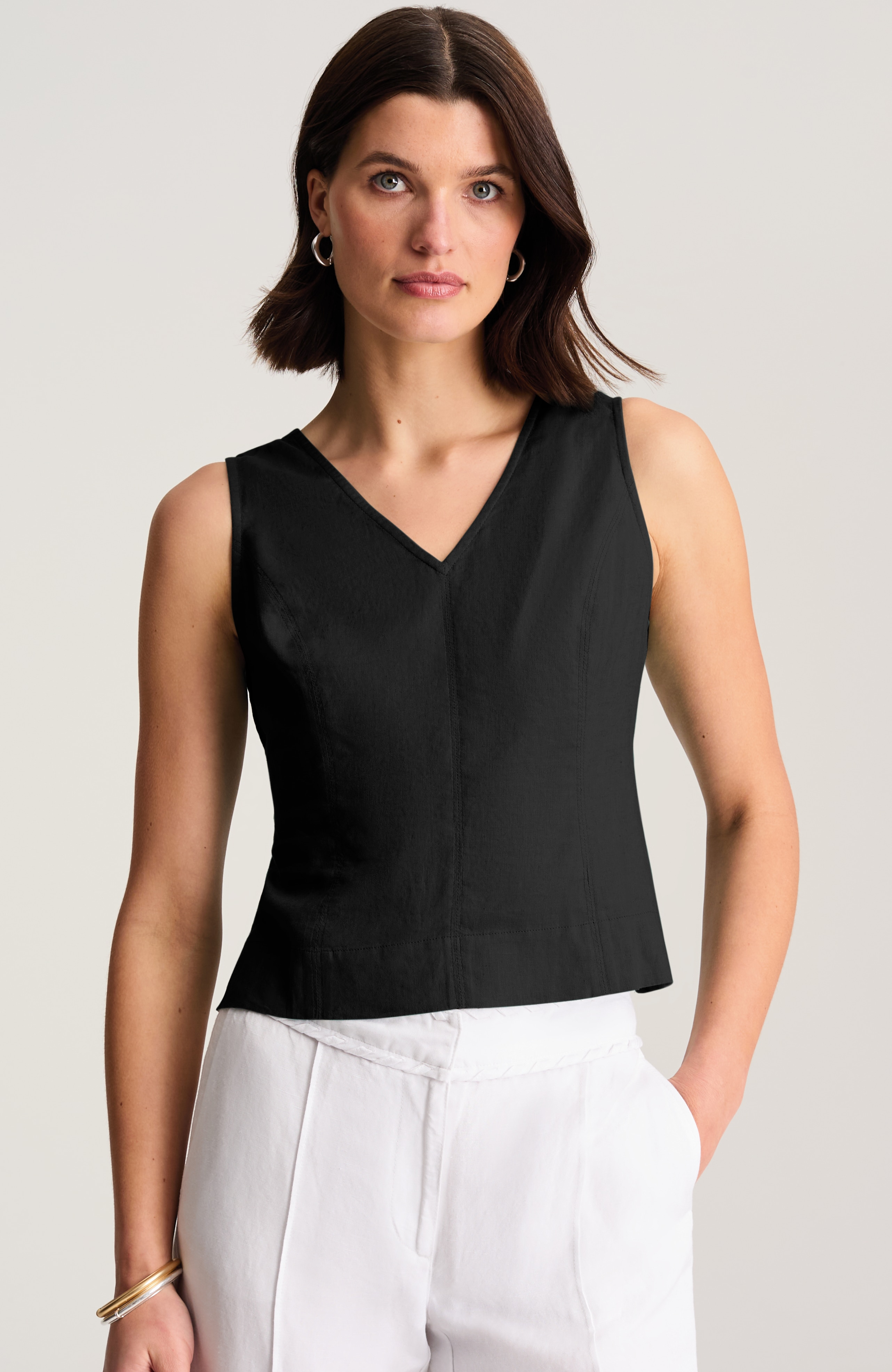 seamed linen-blend tank