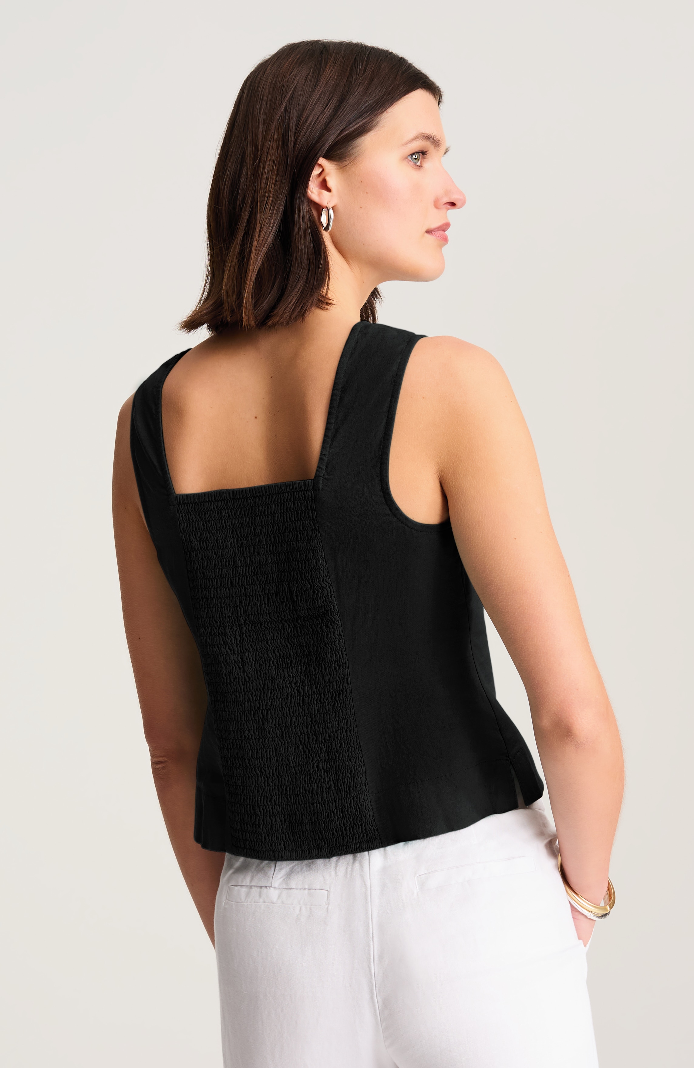 seamed linen-blend tank