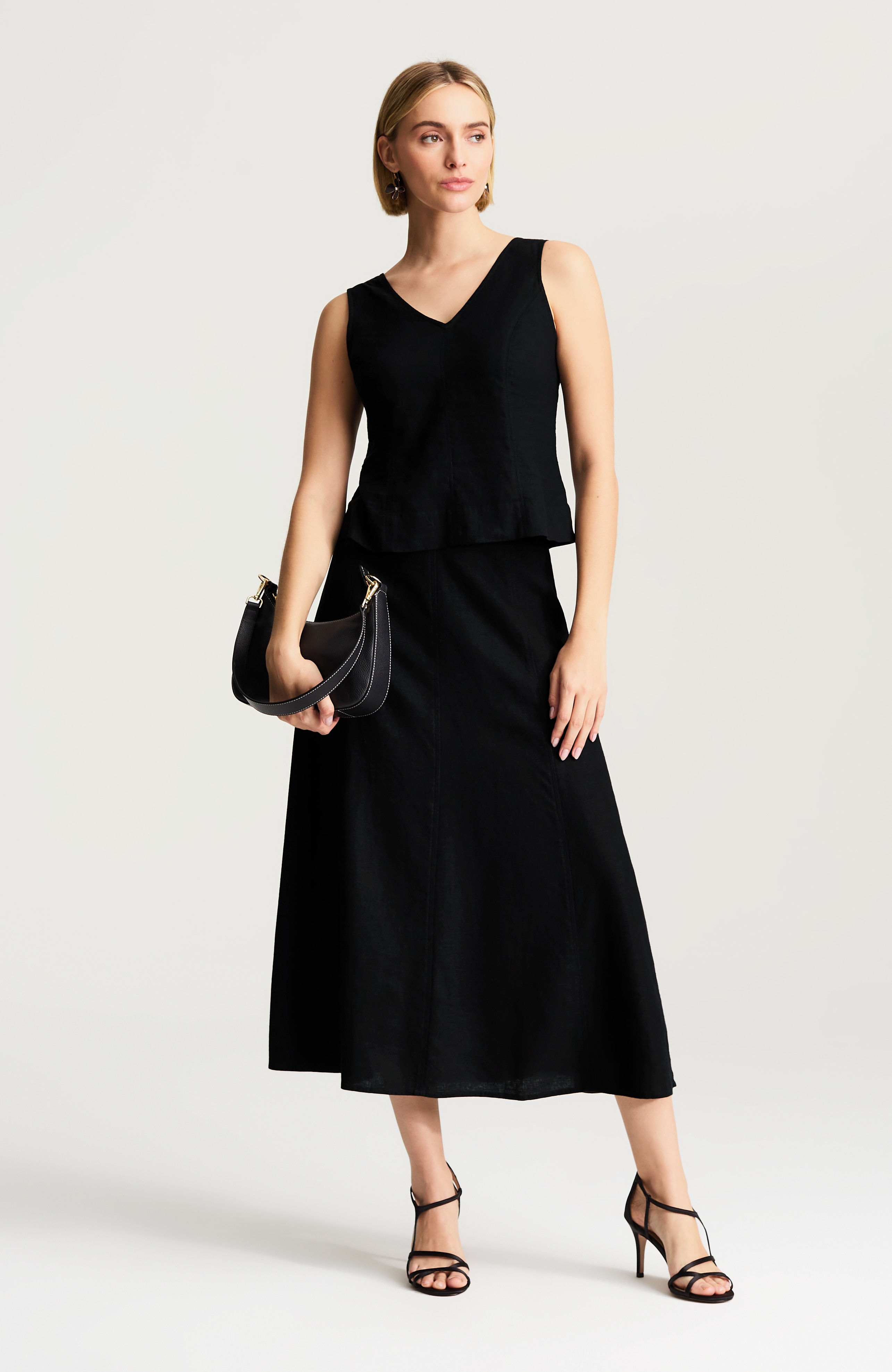 seamed linen-blend tank