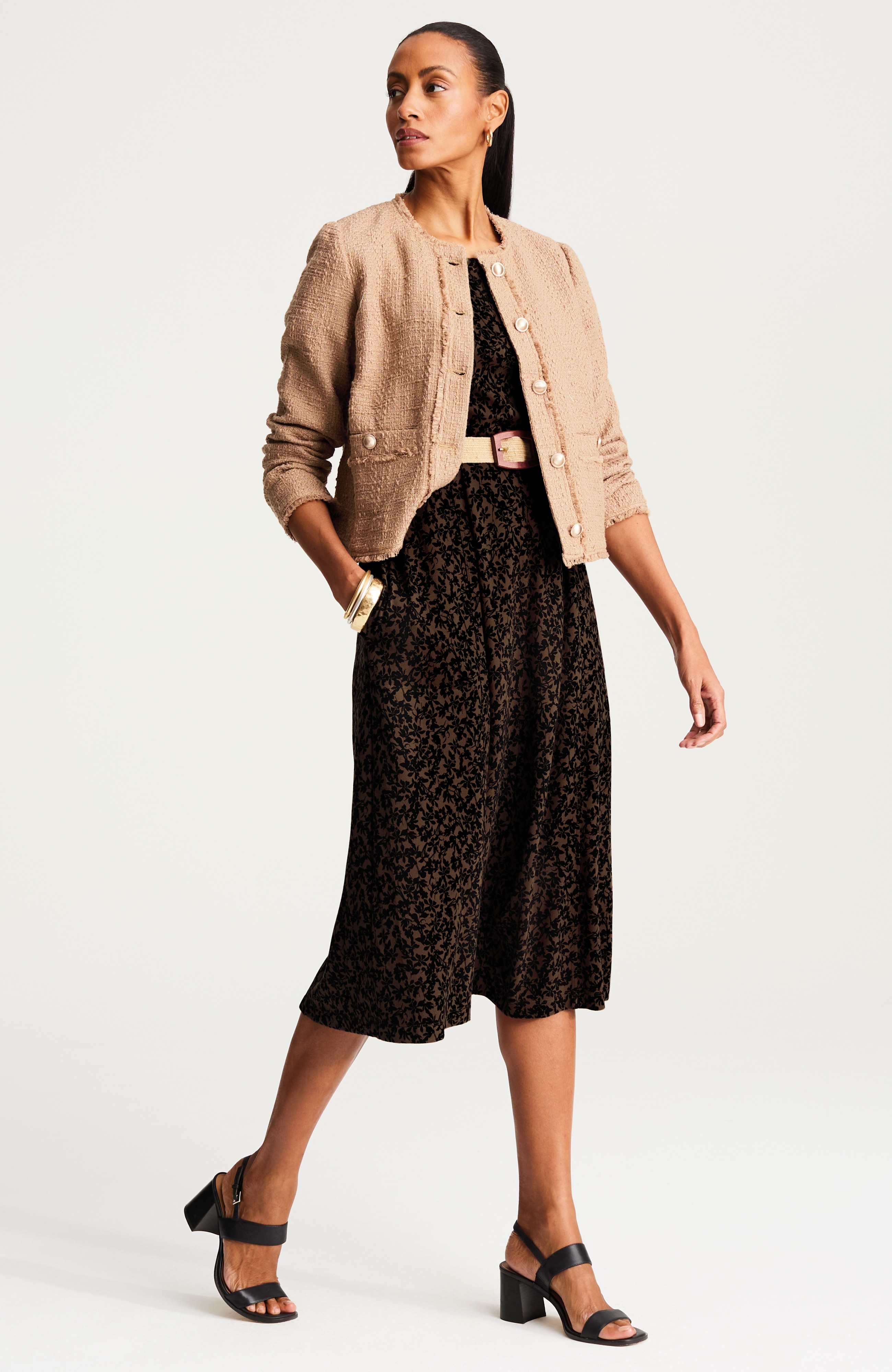 seamed knit midi dress