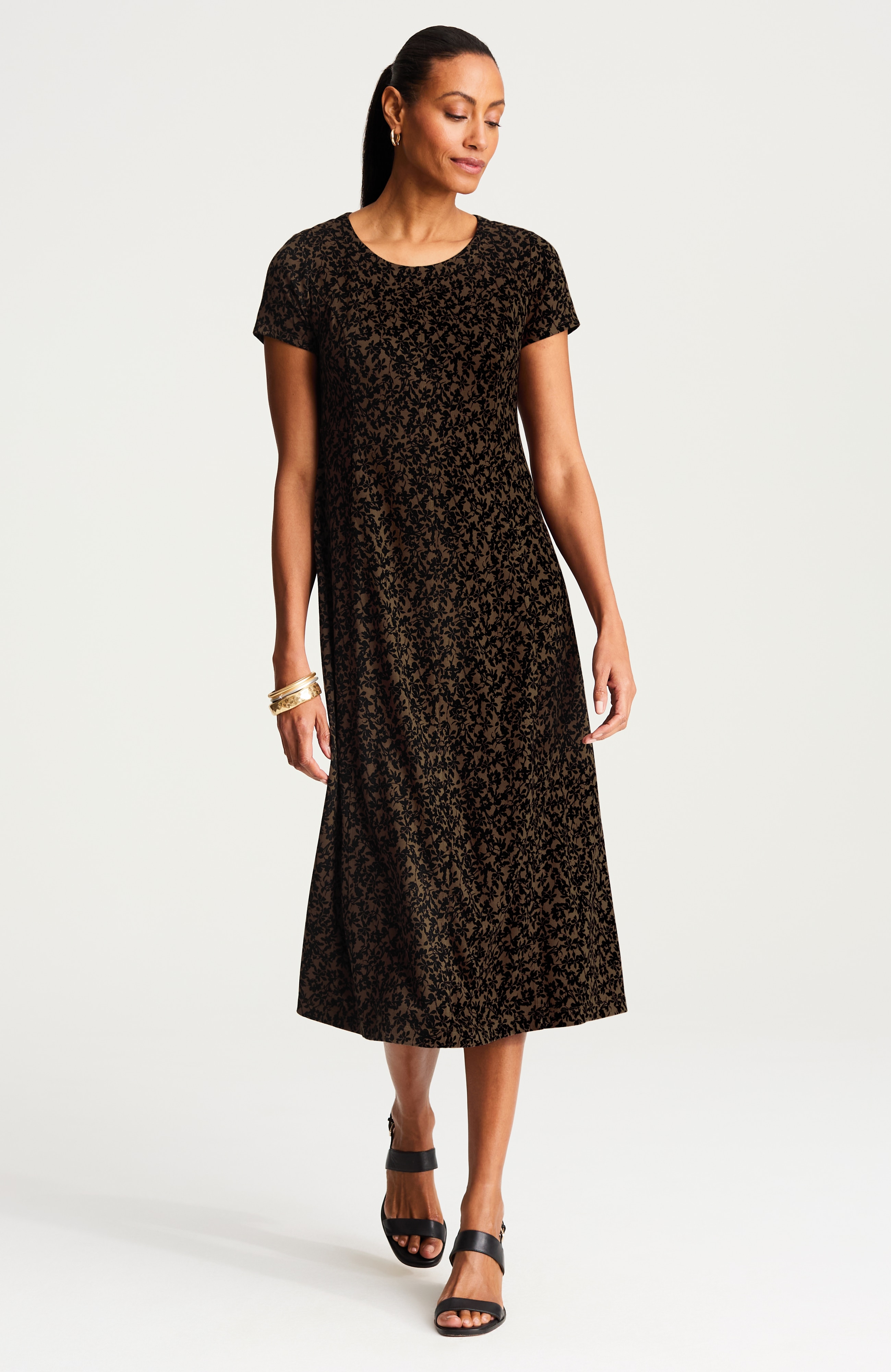 seamed knit midi dress