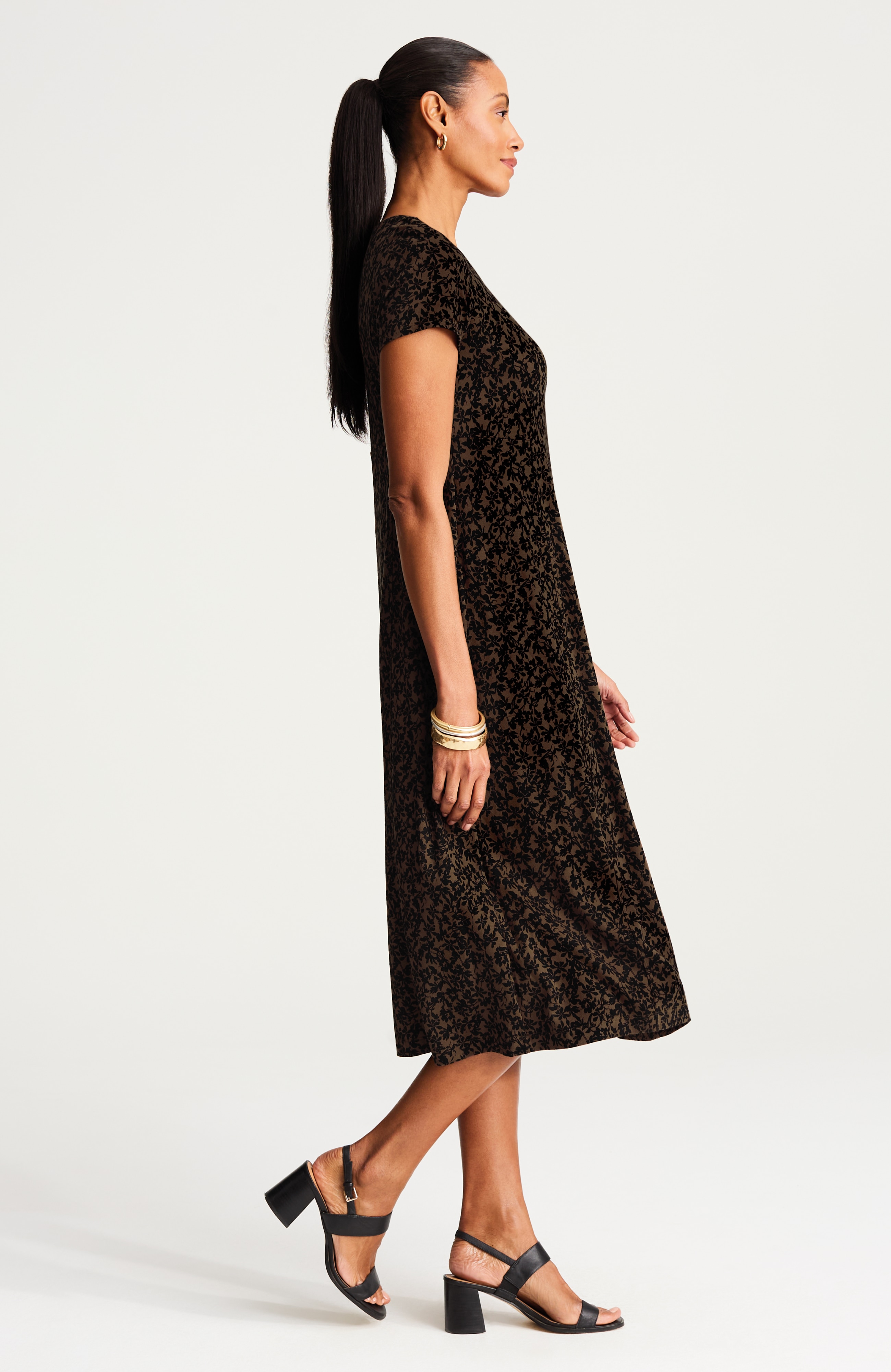 seamed knit midi dress