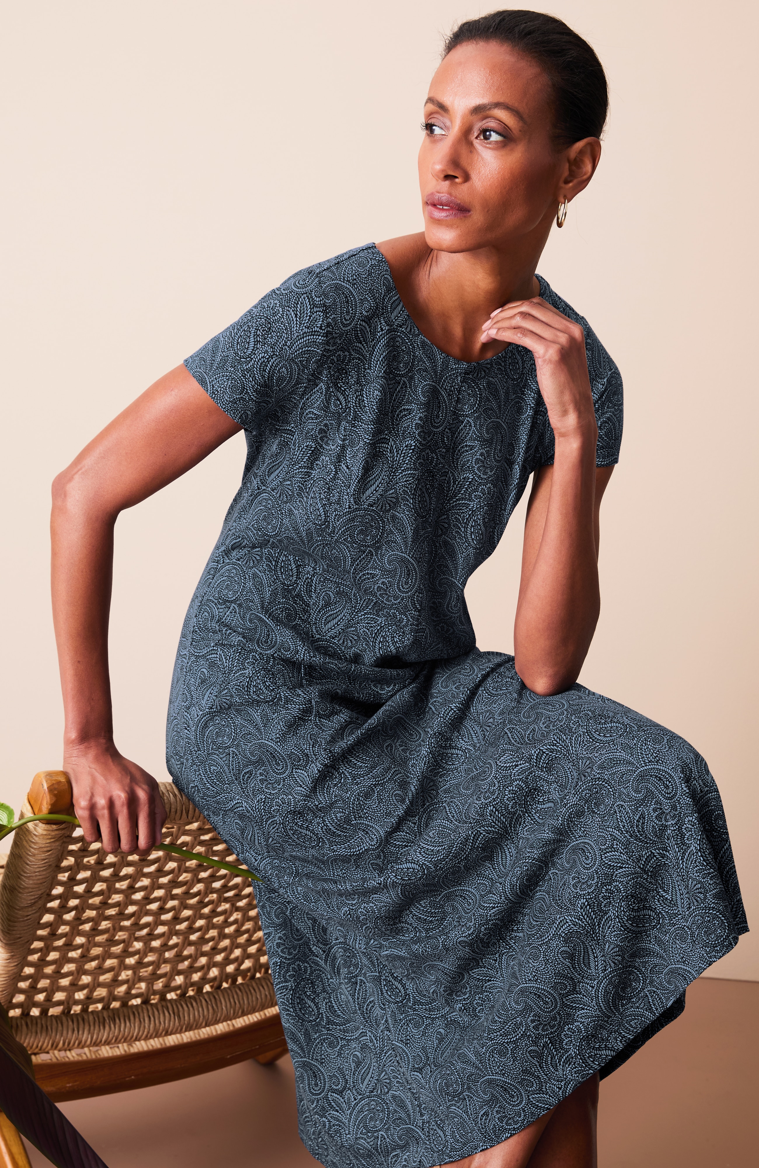 Seamed Knit Midi Dress