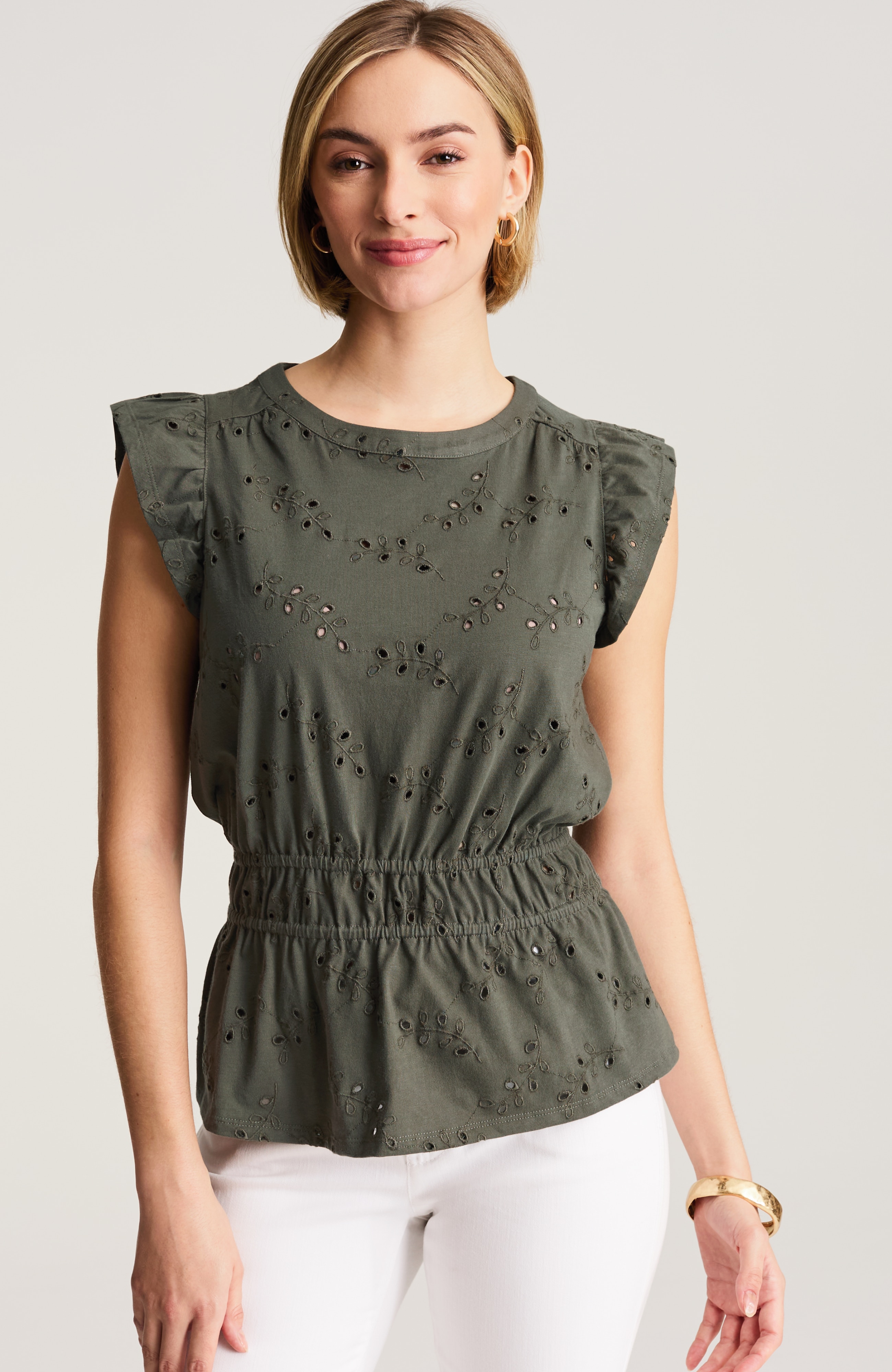 EYELET SLEEVELESS TOP | JJill