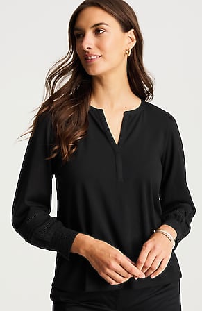 Image for Lace-Trimmed Long-Sleeve Top