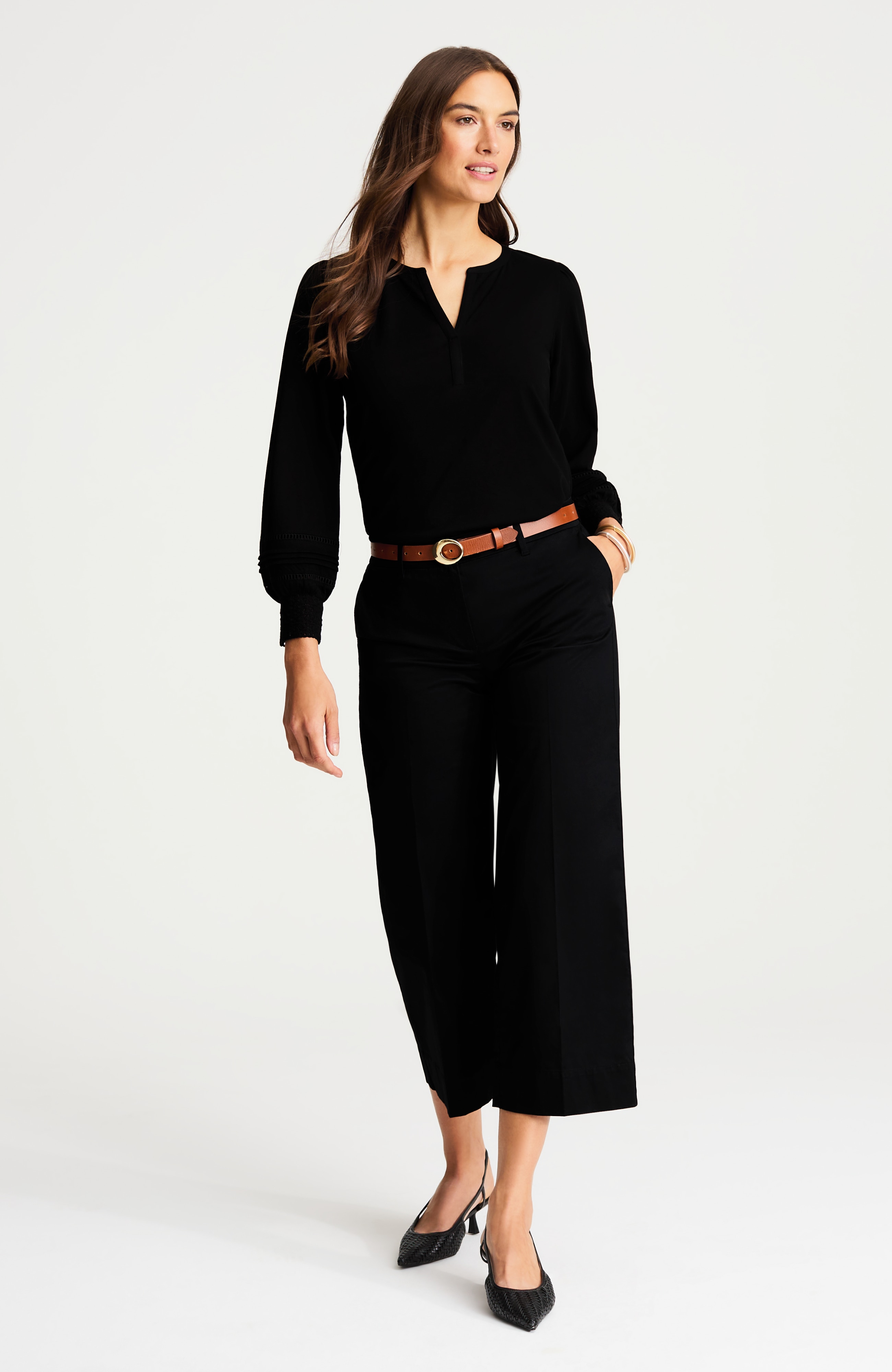 lace-trimmed long-sleeve top