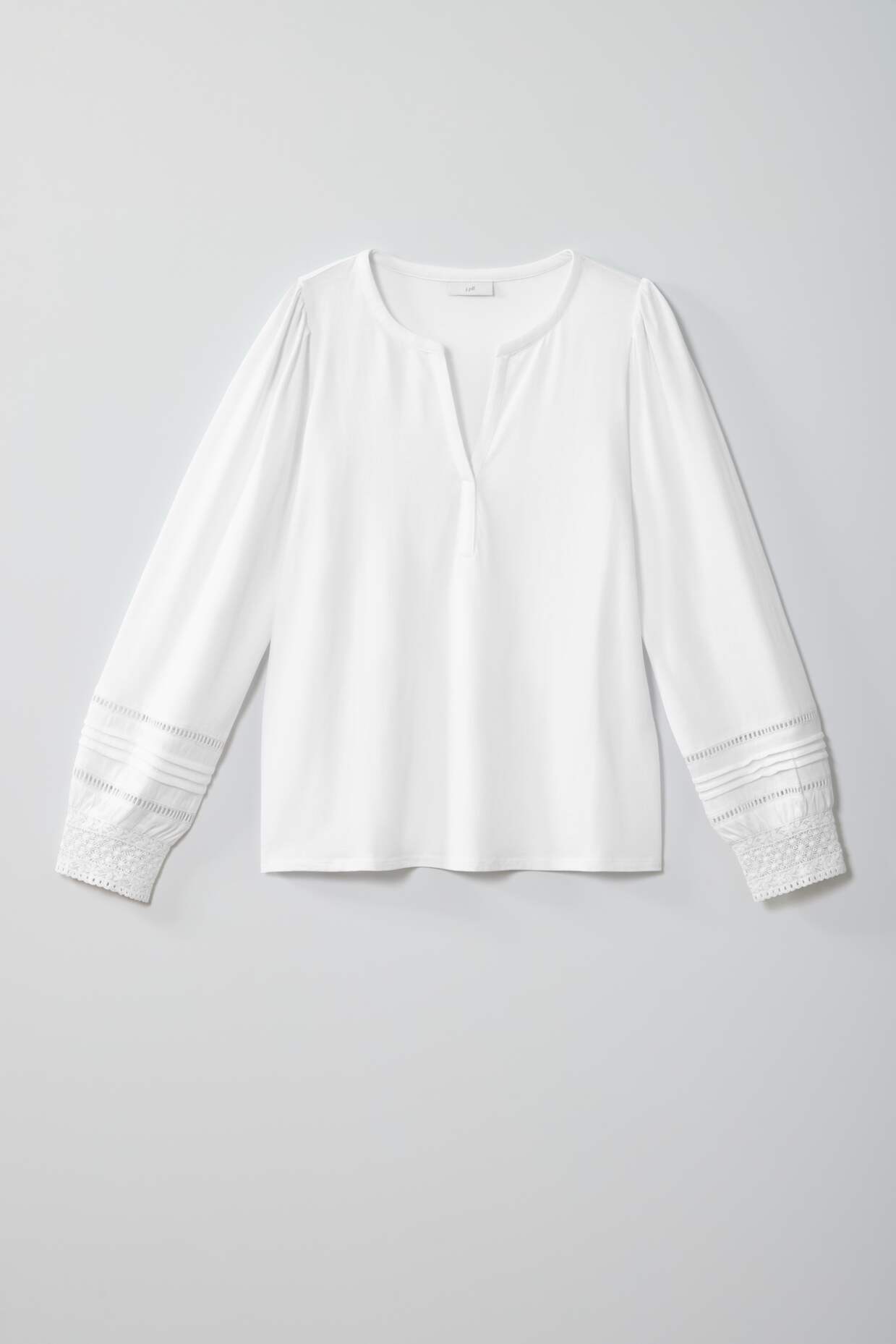 LACE-TRIMMED LONG-SLEEVE TOP | JJill