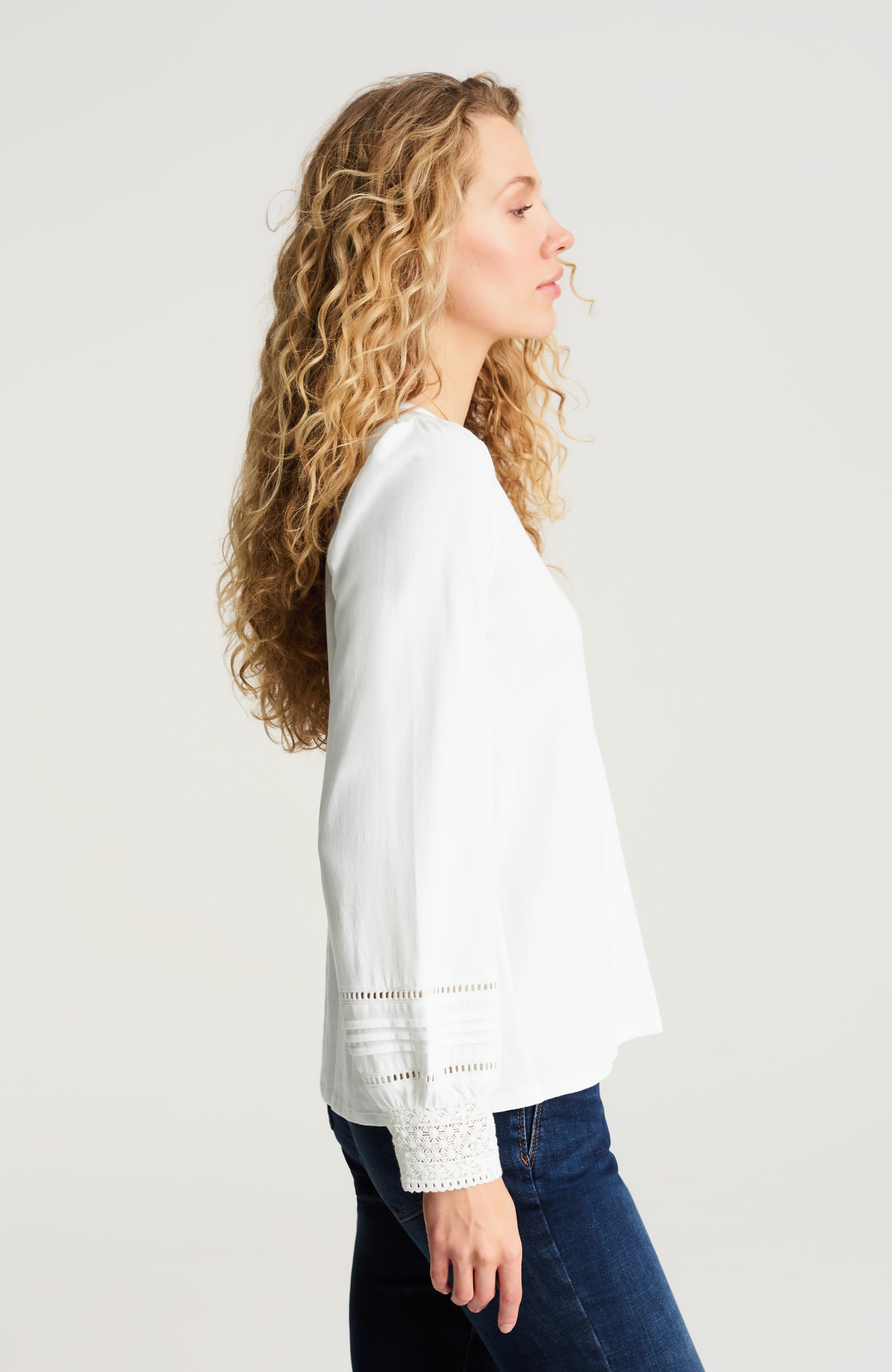 LACE-TRIMMED LONG-SLEEVE TOP | JJill