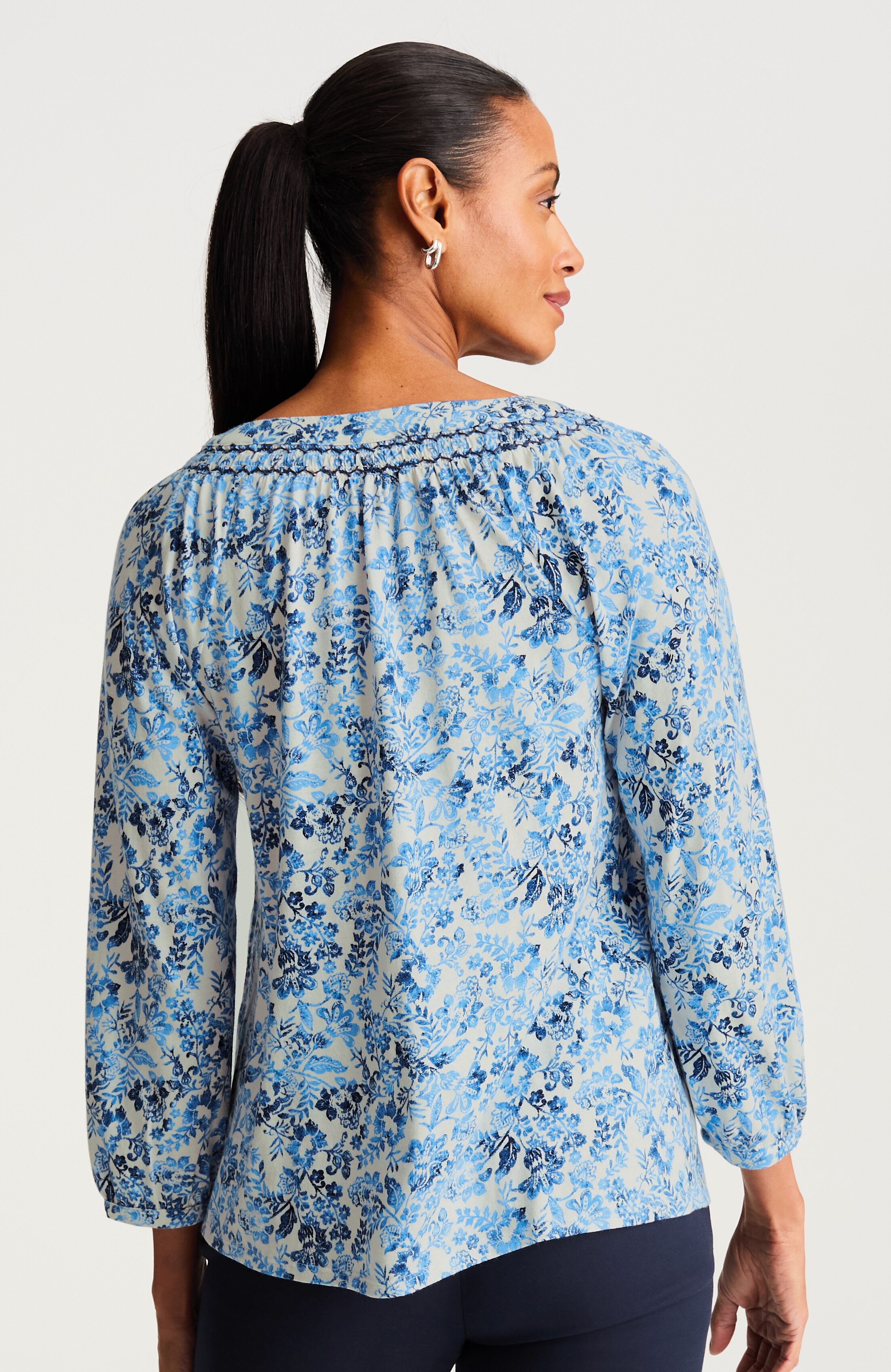 embroidered printed top