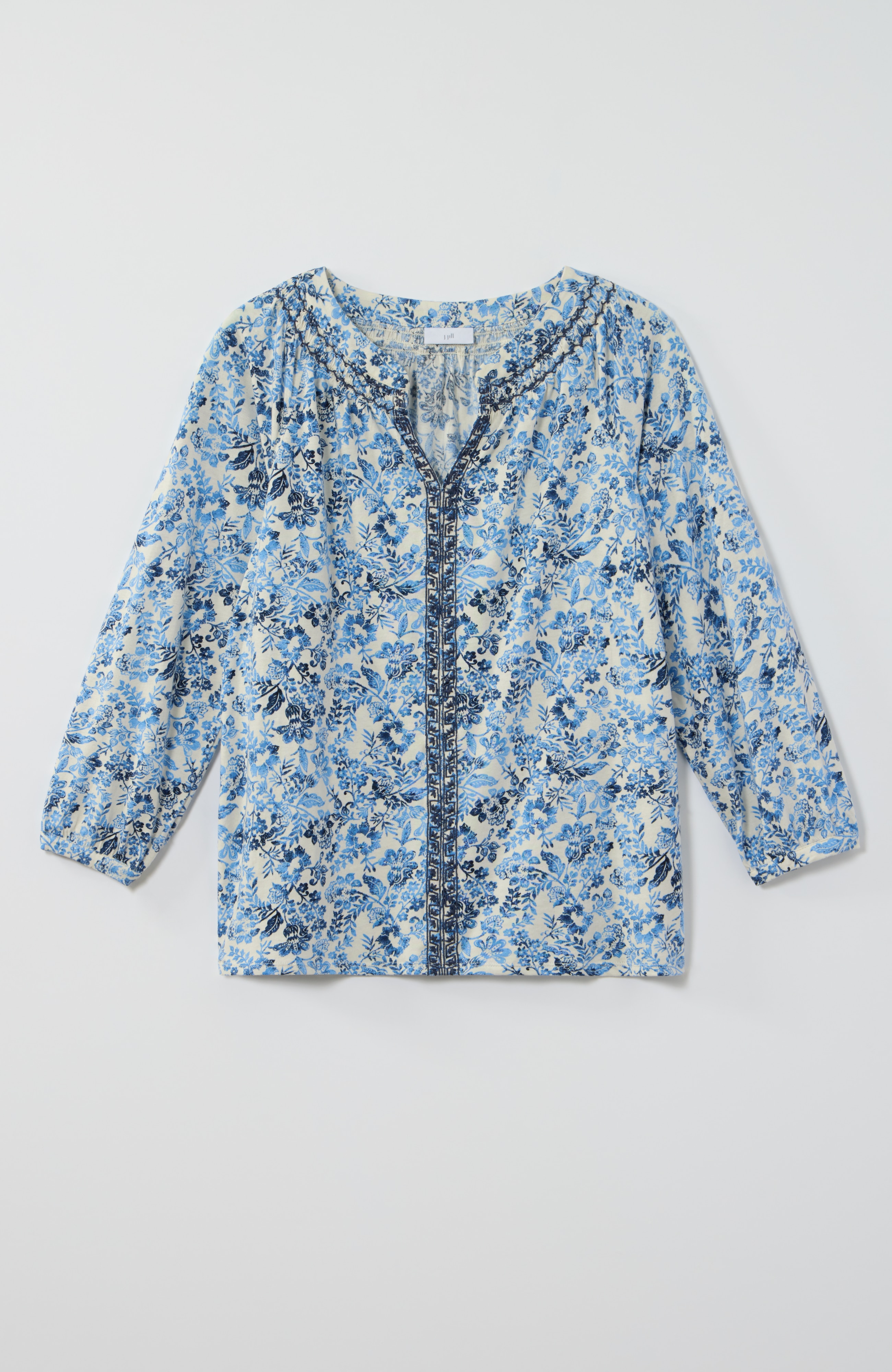 embroidered printed top