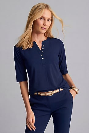 Image for Mixed-Media Cotton-Blend Top