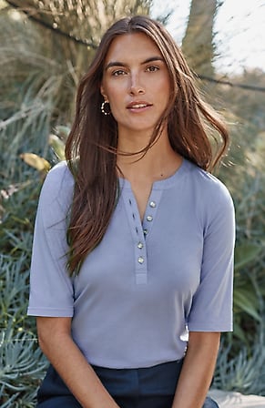 Image for Mixed-Media Cotton-Blend Top