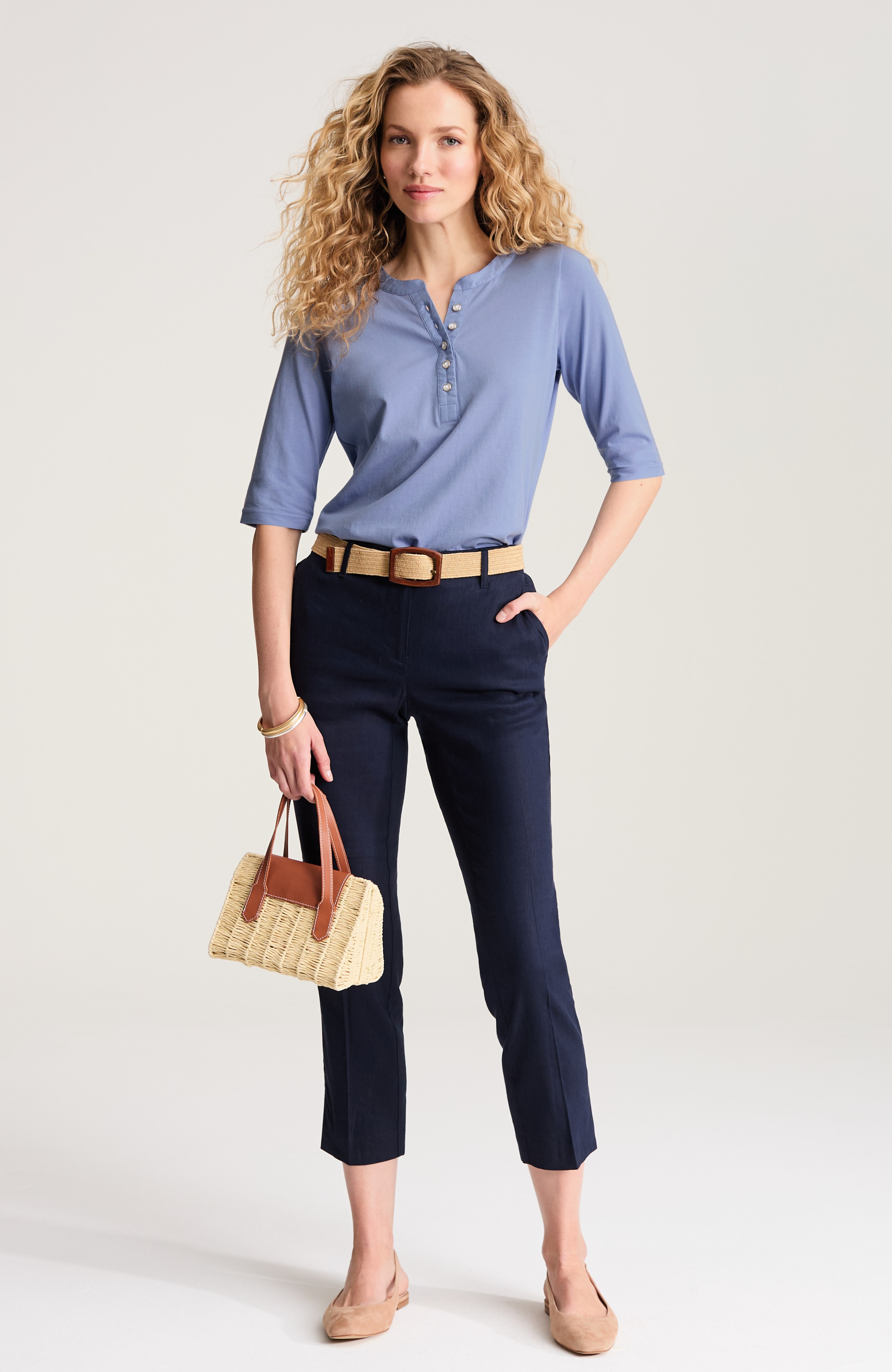 mixed-media cotton-blend top