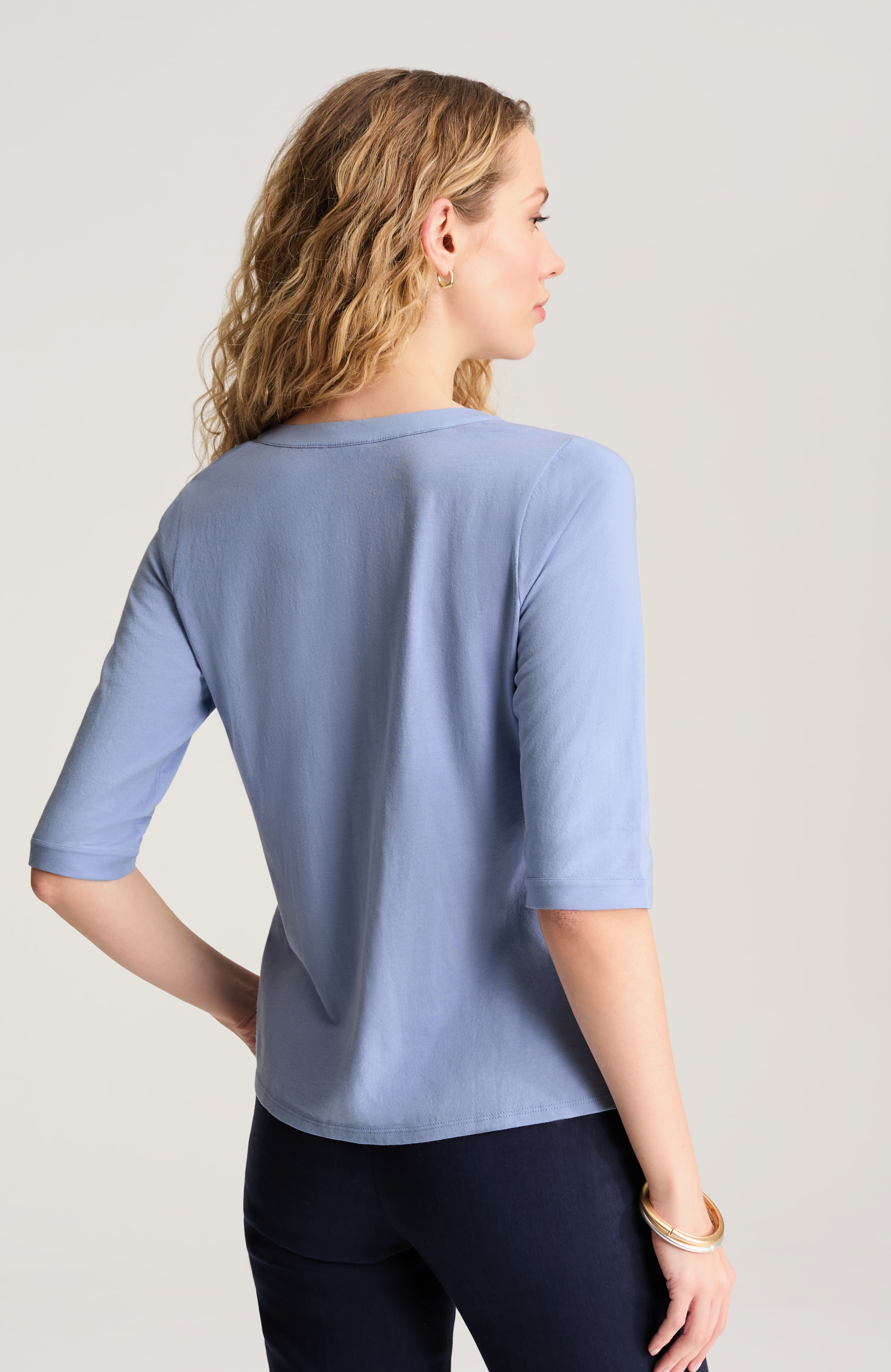 mixed-media cotton-blend top