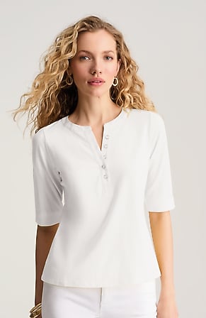 Image for Mixed-Media Cotton-Blend Top