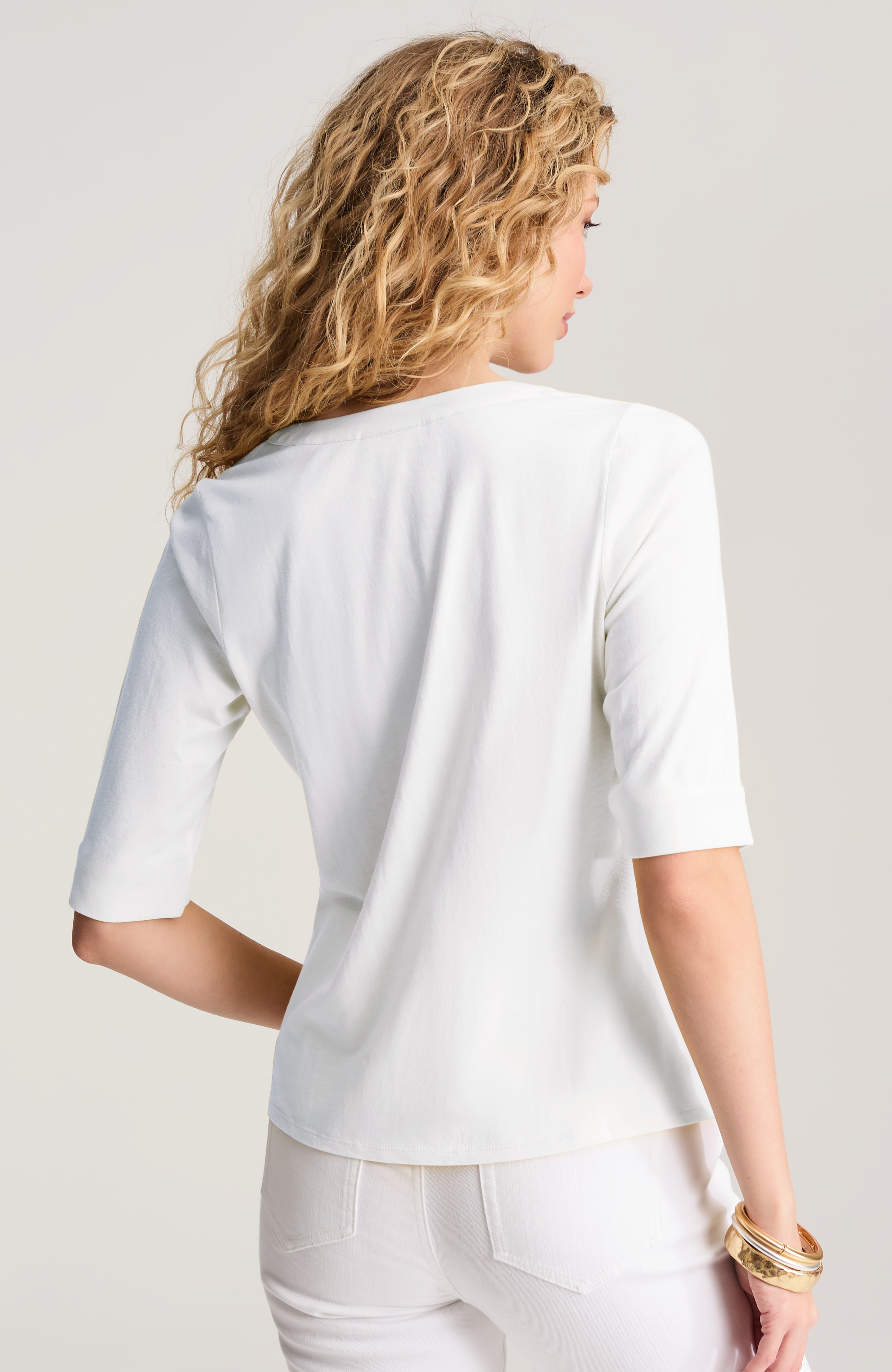 Mixed-Media Cotton-Blend Top | JJill