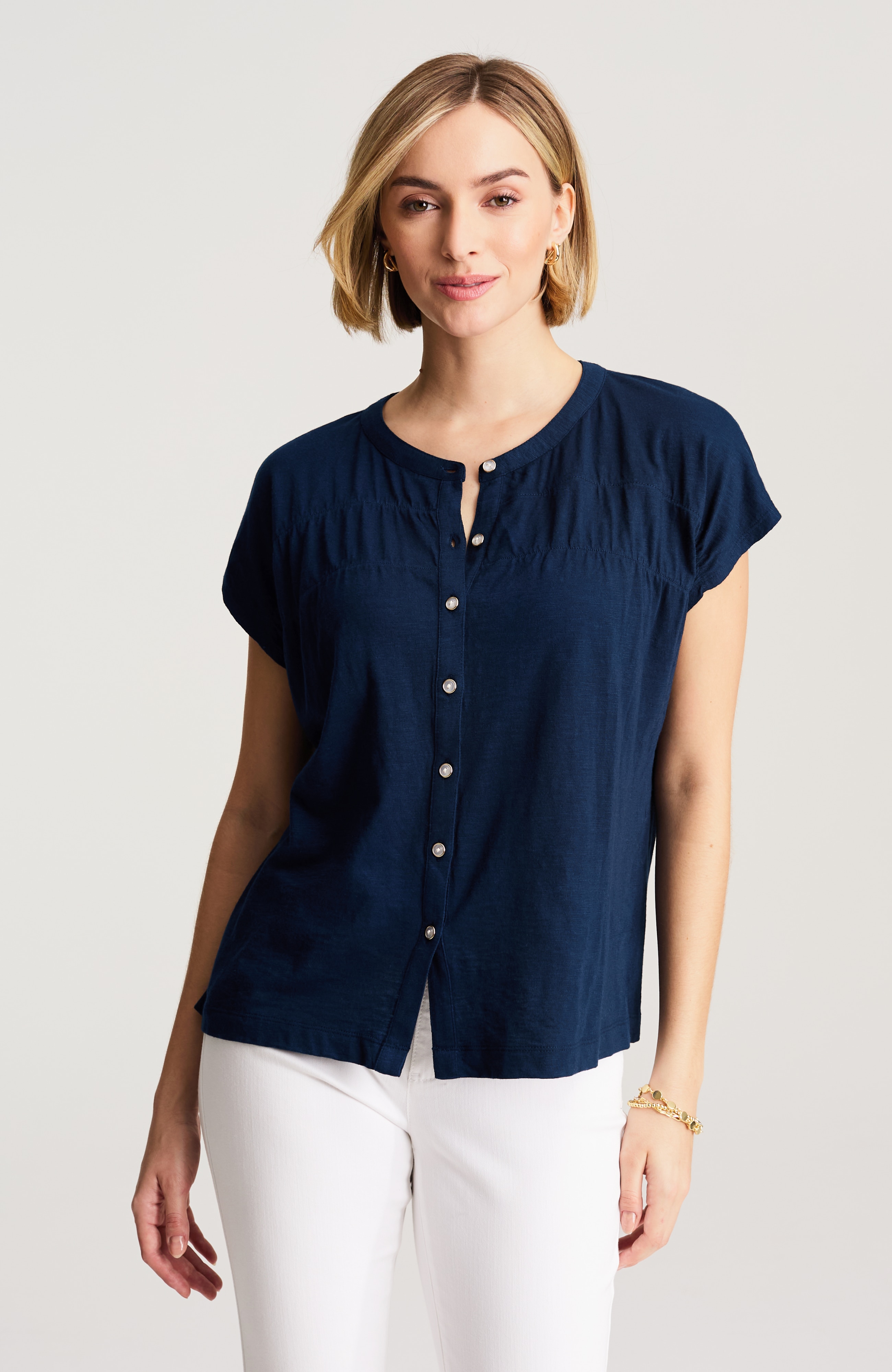 shirred dolman-sleeve top