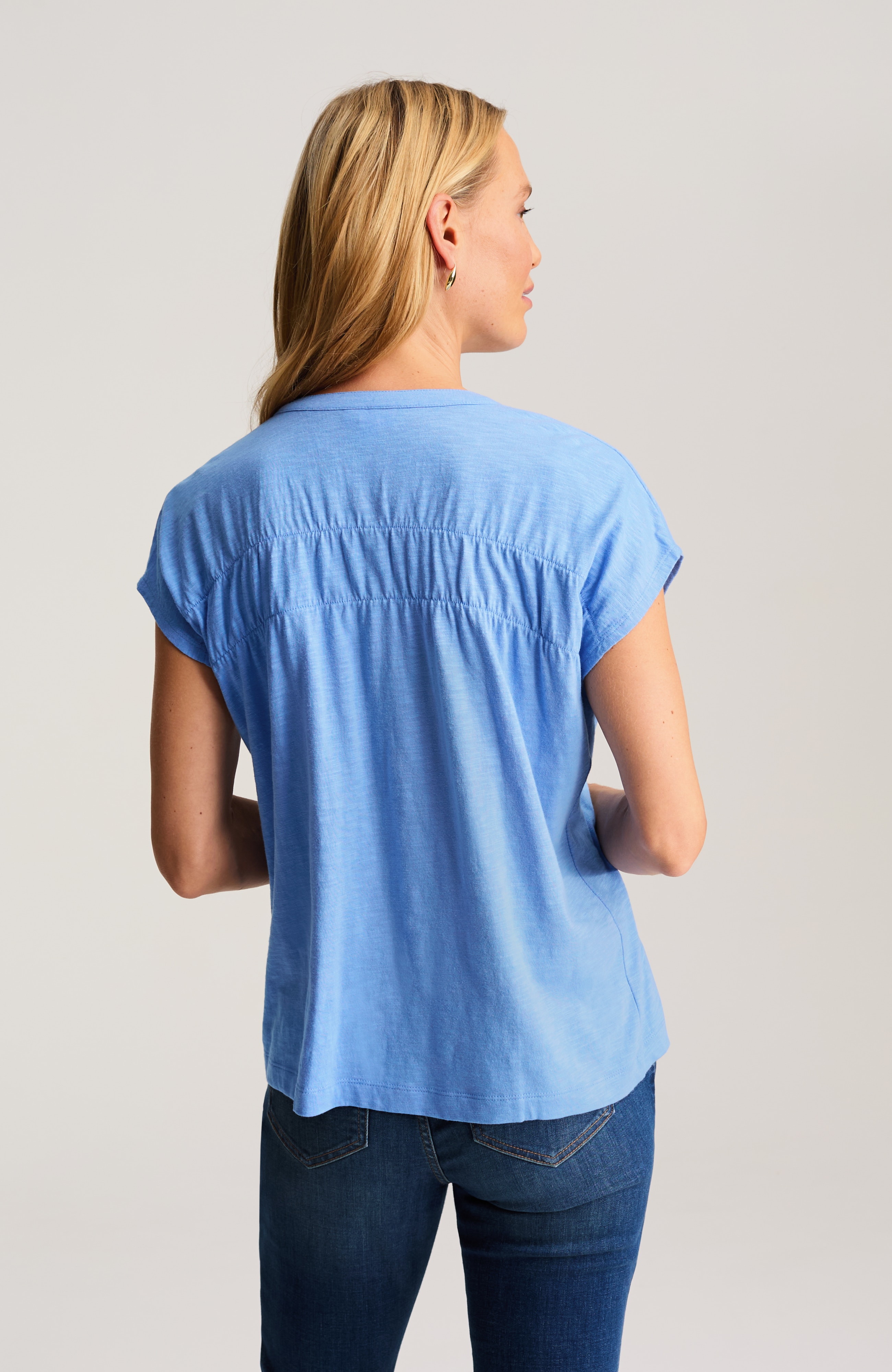 shirred dolman-sleeve top