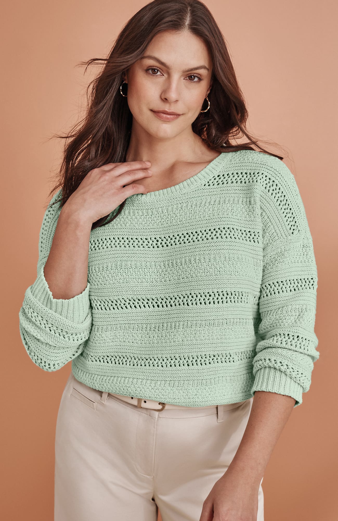 Jjill Tall Open-texture Pullover Sweater In Cucumber