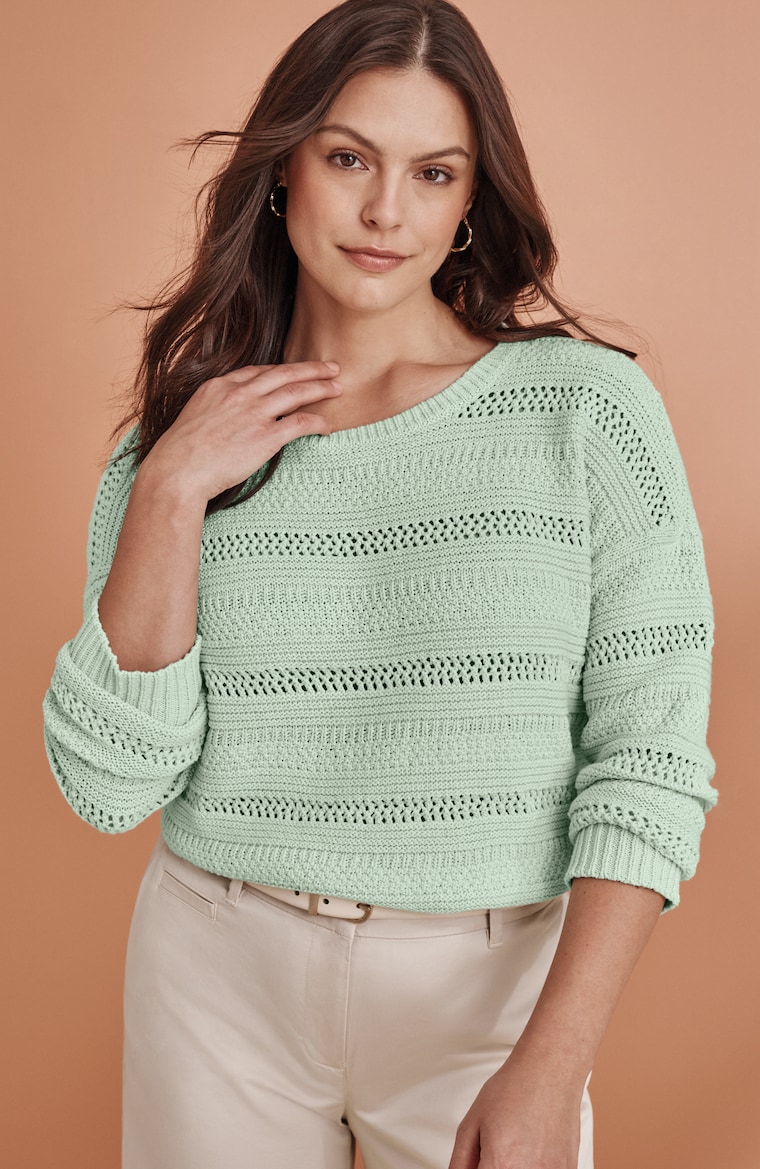 Primary view of the open-texture pullover sweater