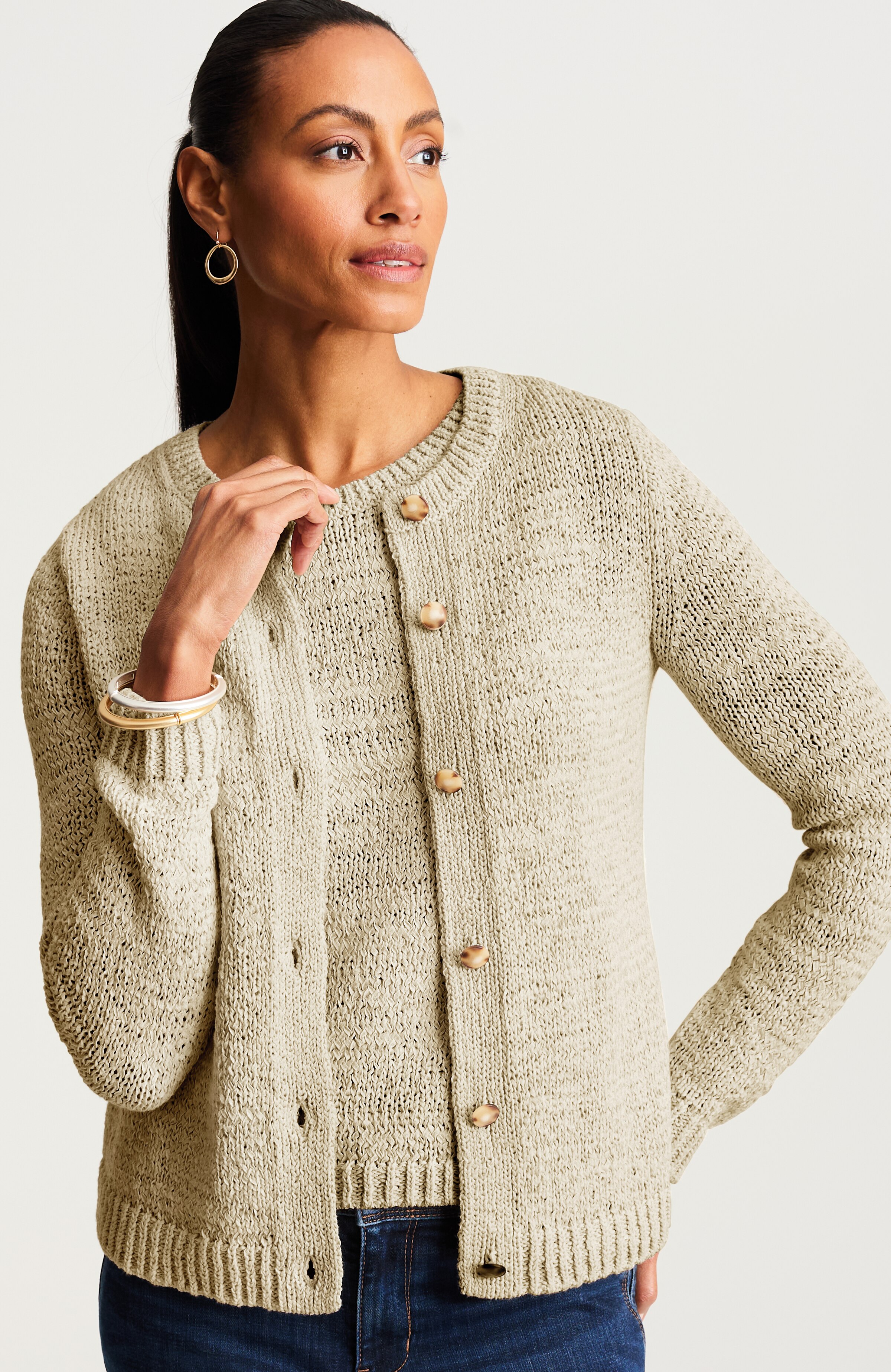 tape-yarn layering cardi