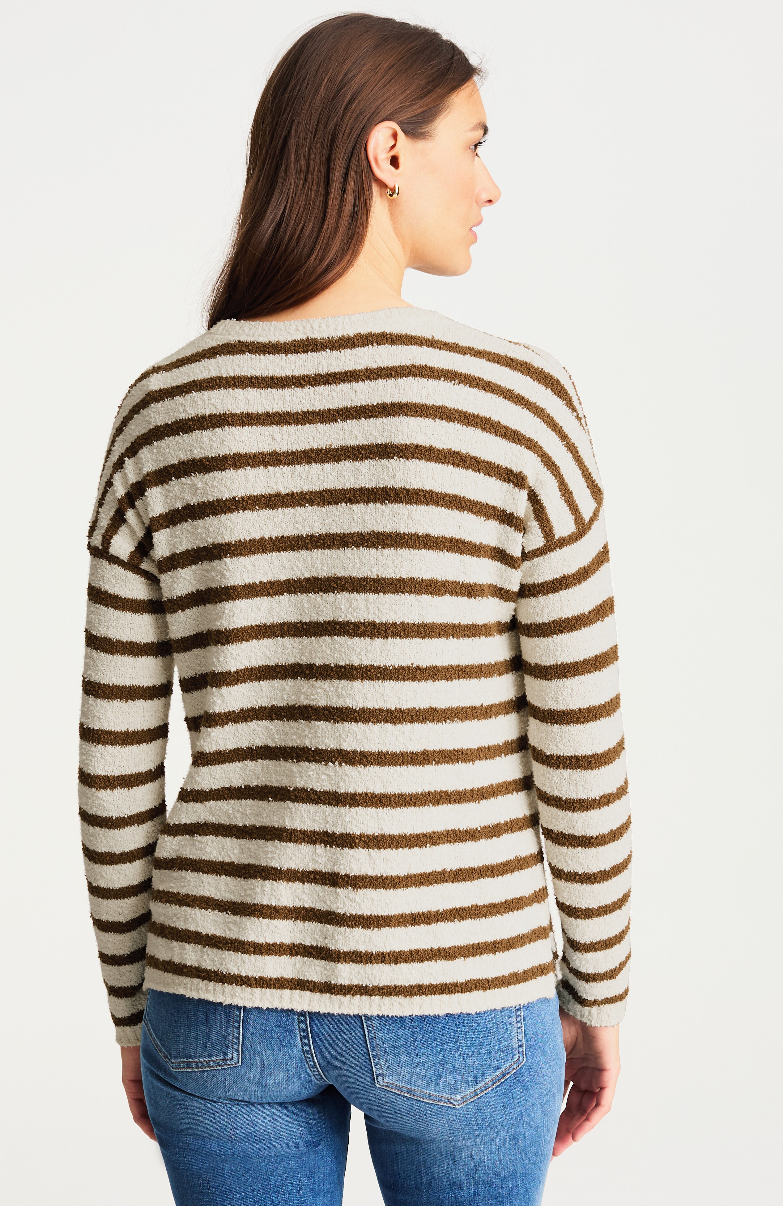 striped bouclé sweater