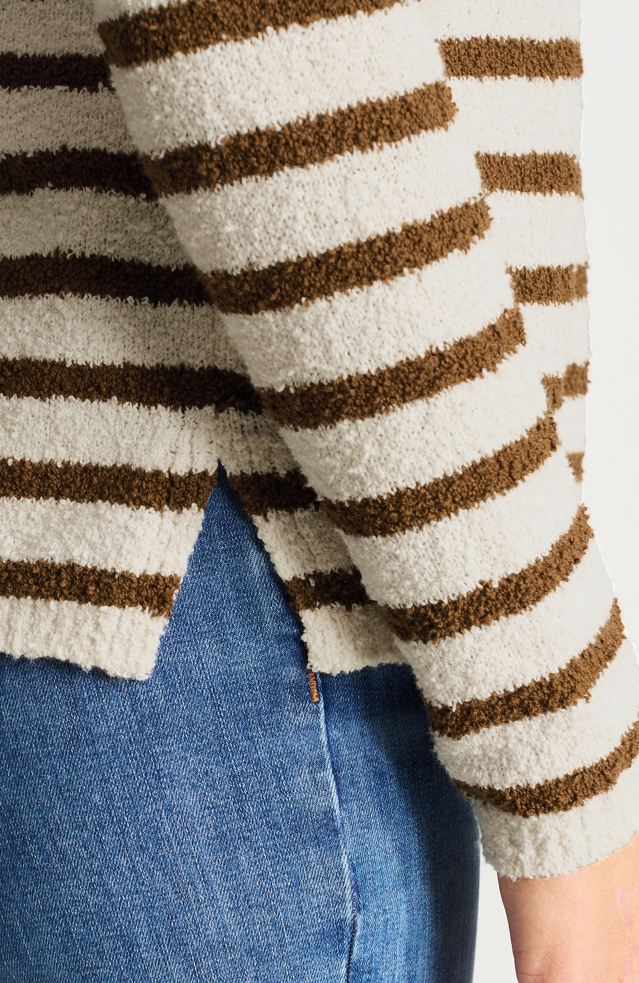 striped bouclé sweater