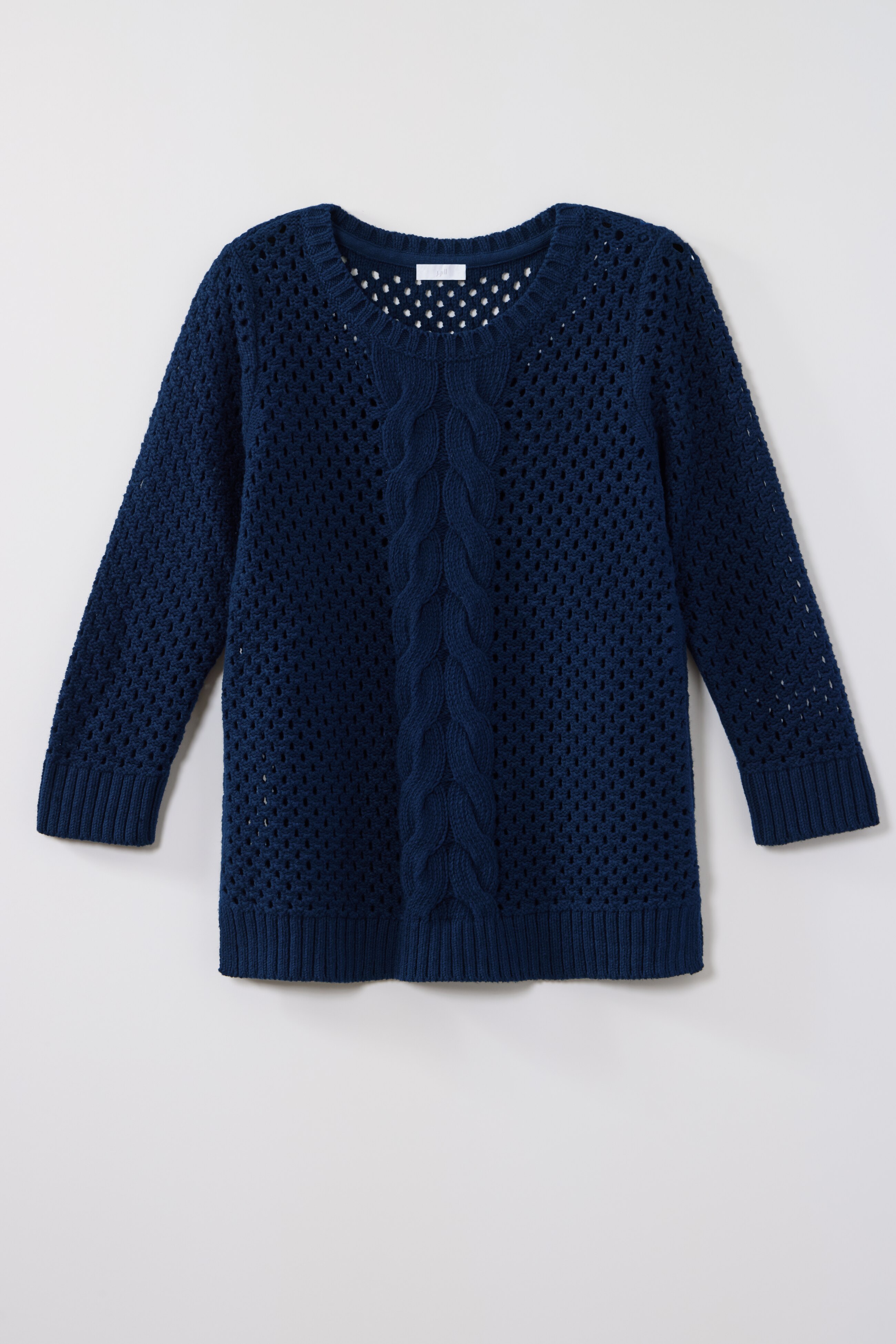 open-knit cabled sweater