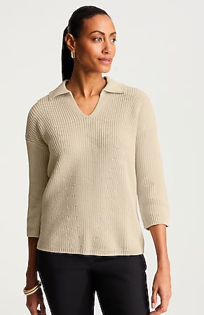 Image for Ribbed Split-Neck Sweater
