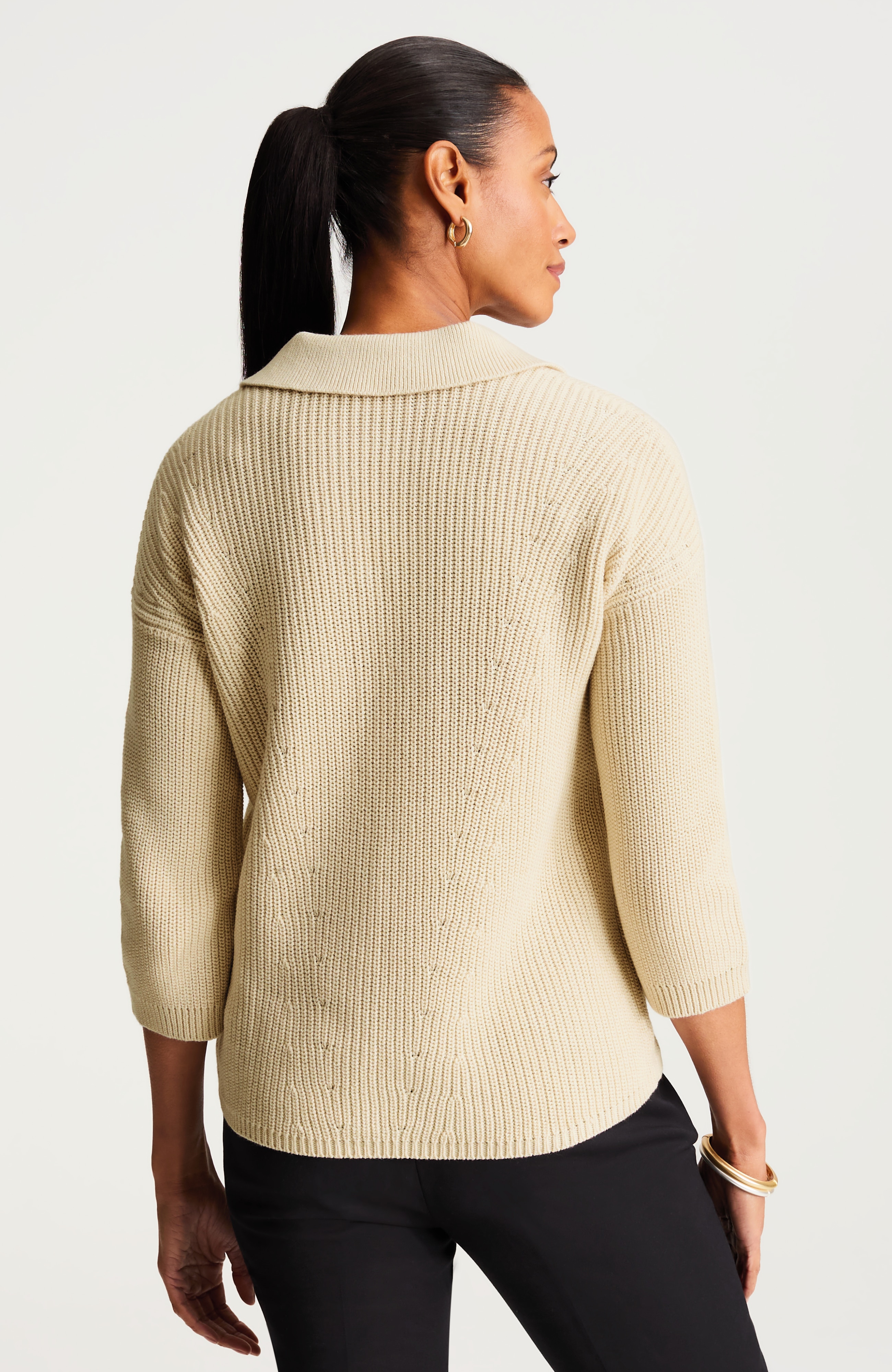 ribbed split-neck sweater