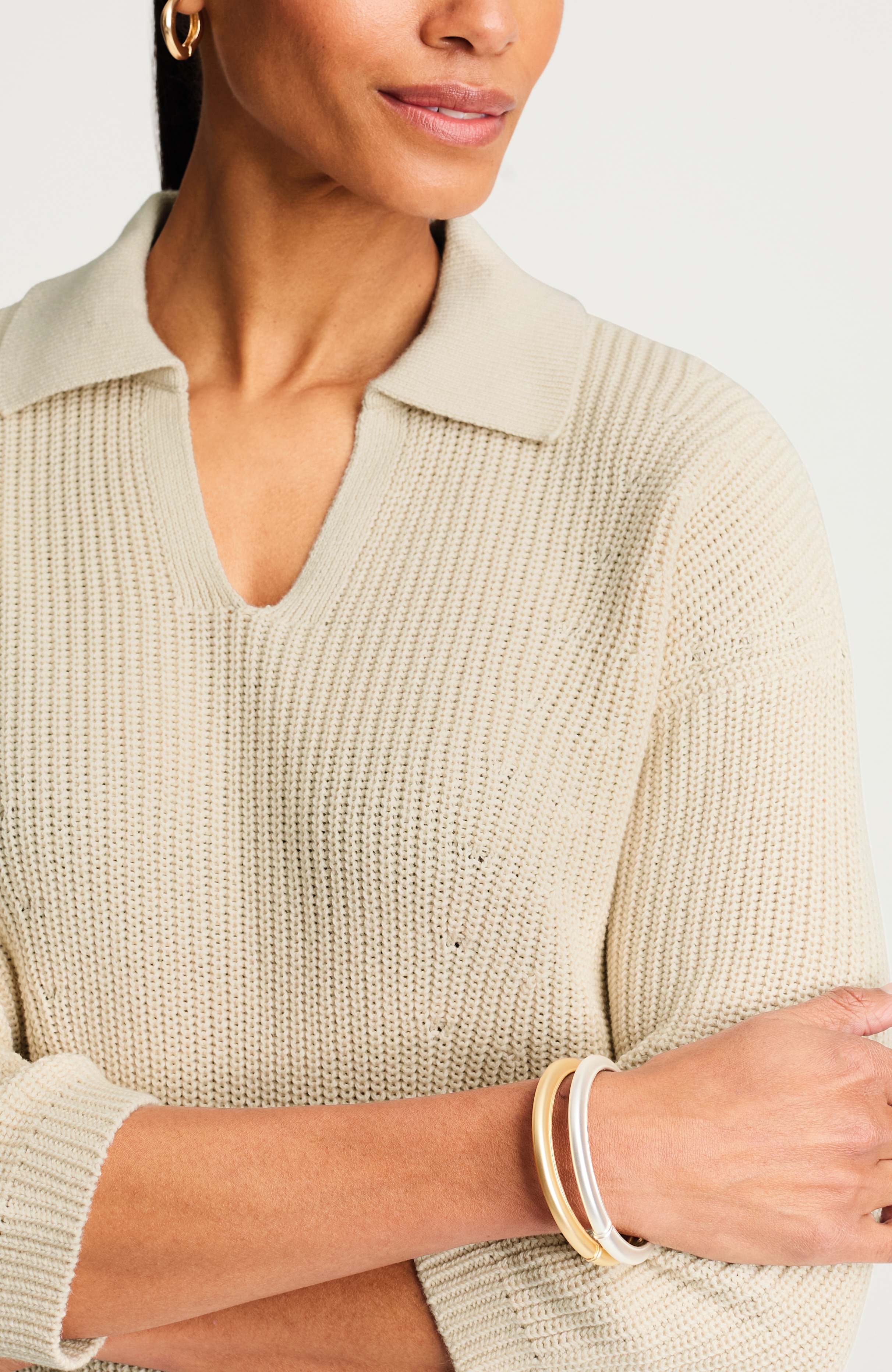 ribbed split-neck sweater