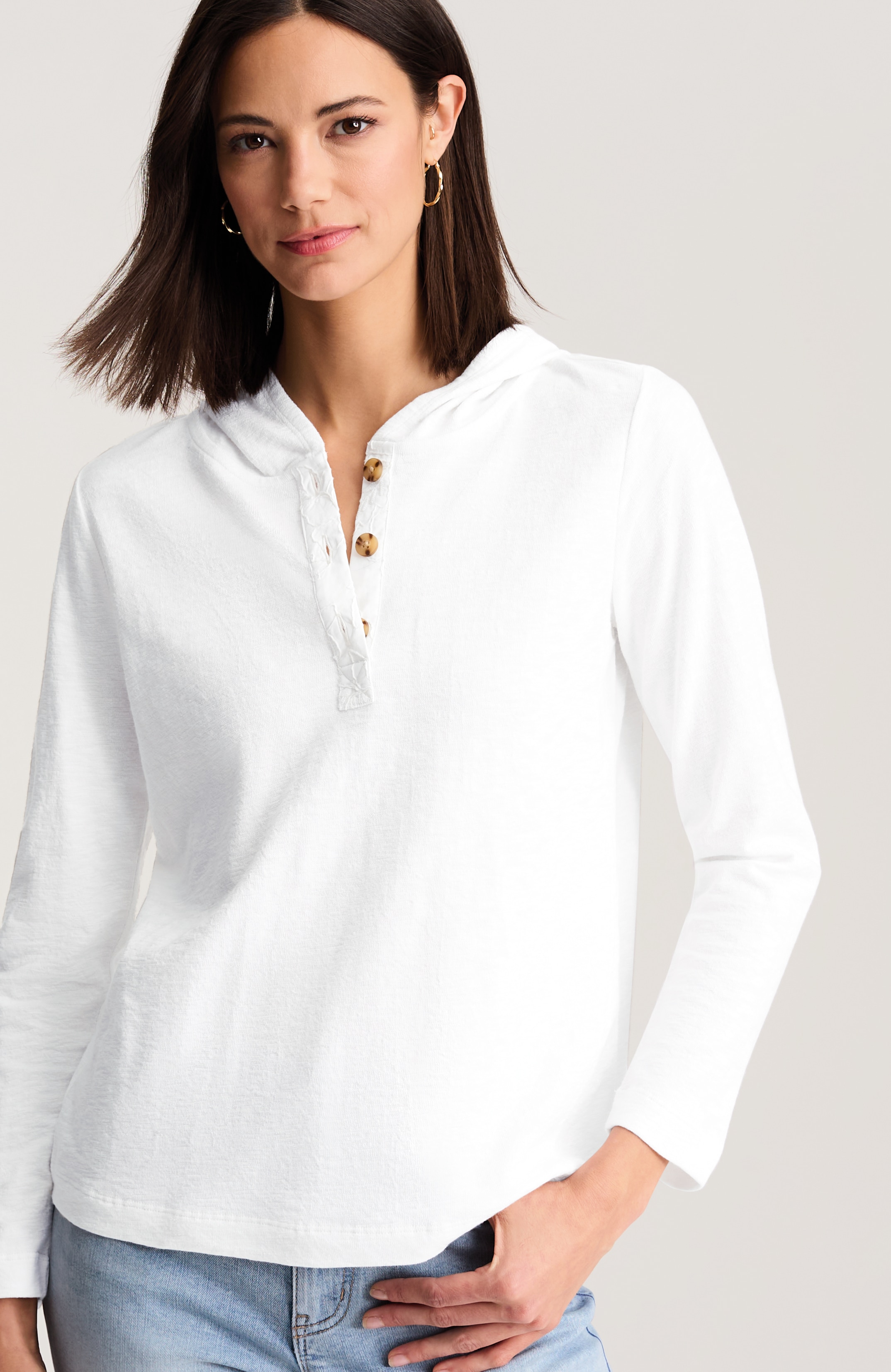 EYELET-TRIMMED HOODIE | JJill