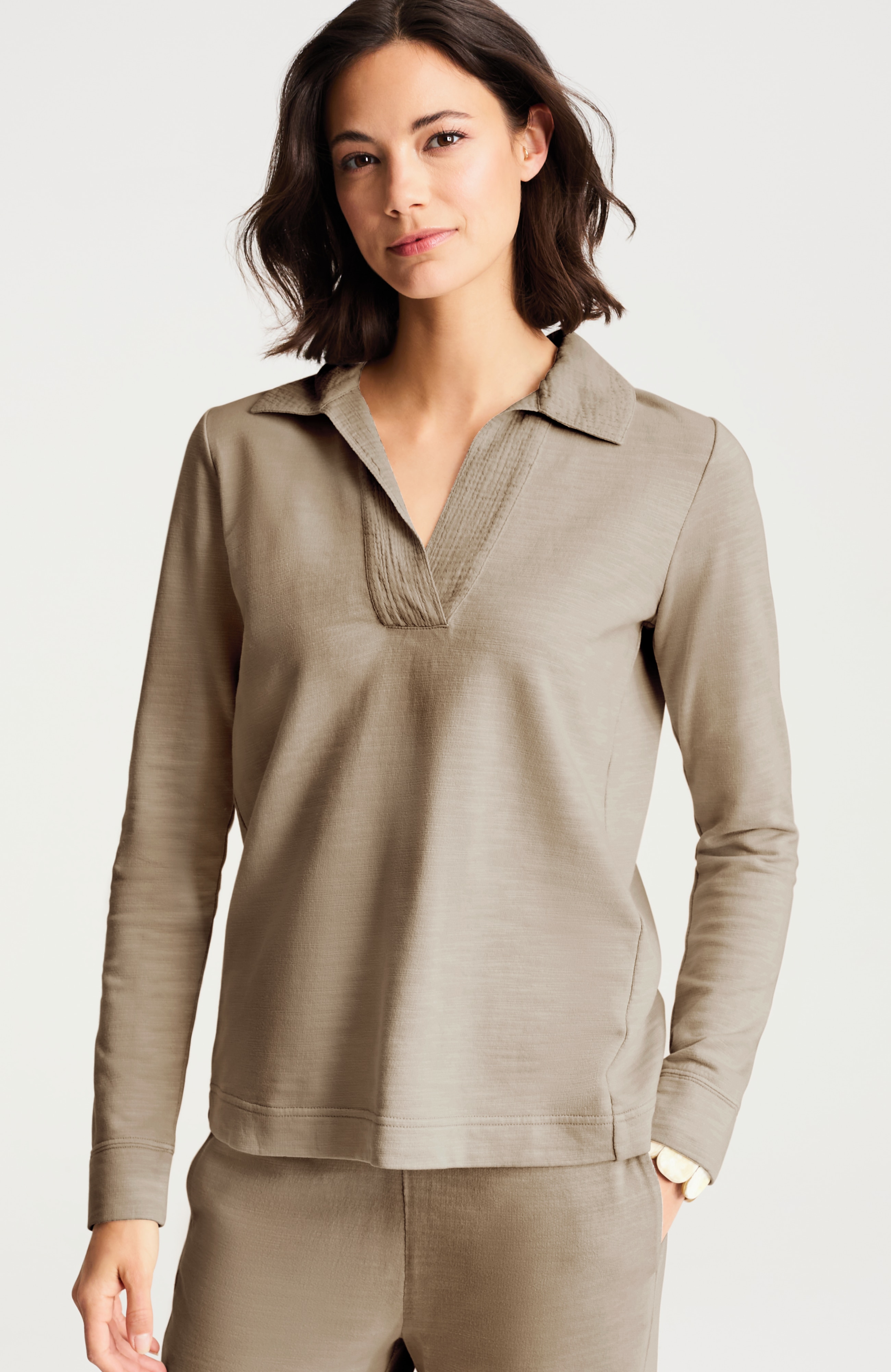 pure jill johnny collar top