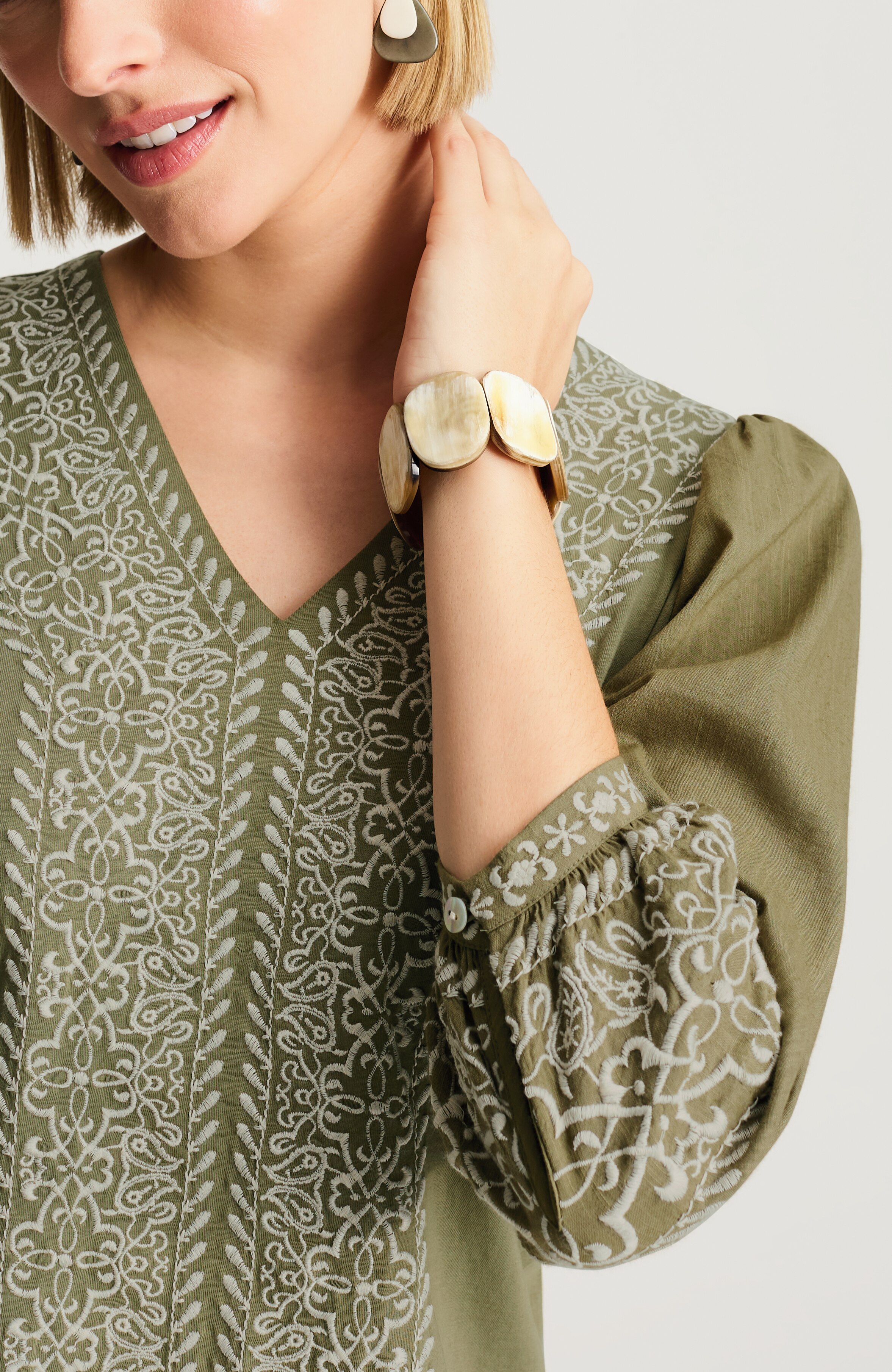 PJ EMBROIDERED MIXED-MEDIA TOP | JJill