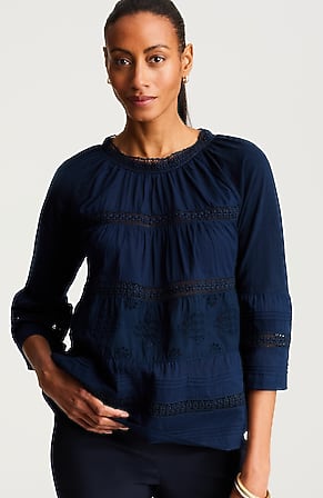 Image for Eyelet Mixed-Media Top