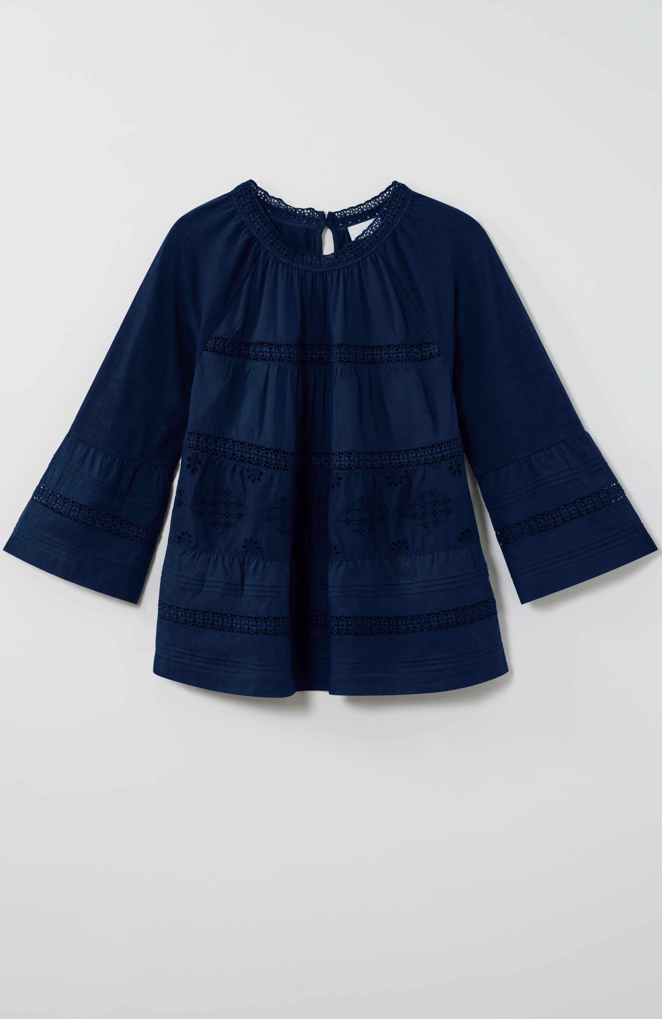 EYELET MIXED-MEDIA TOP | JJill