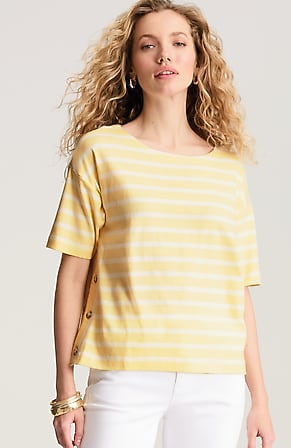 Image for Mixed-Stripes Boat-Neck Top