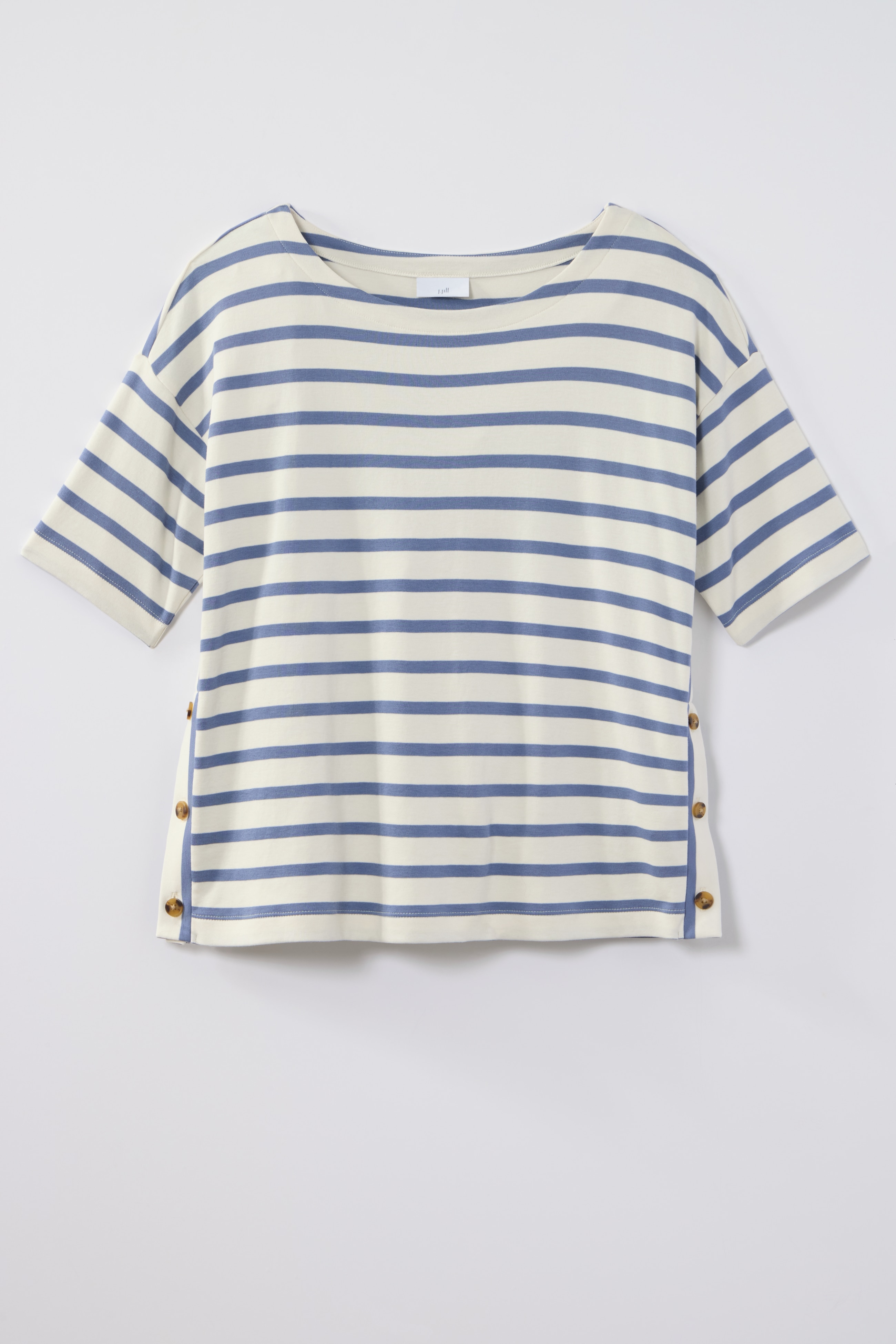 mixed-stripes boat-neck top