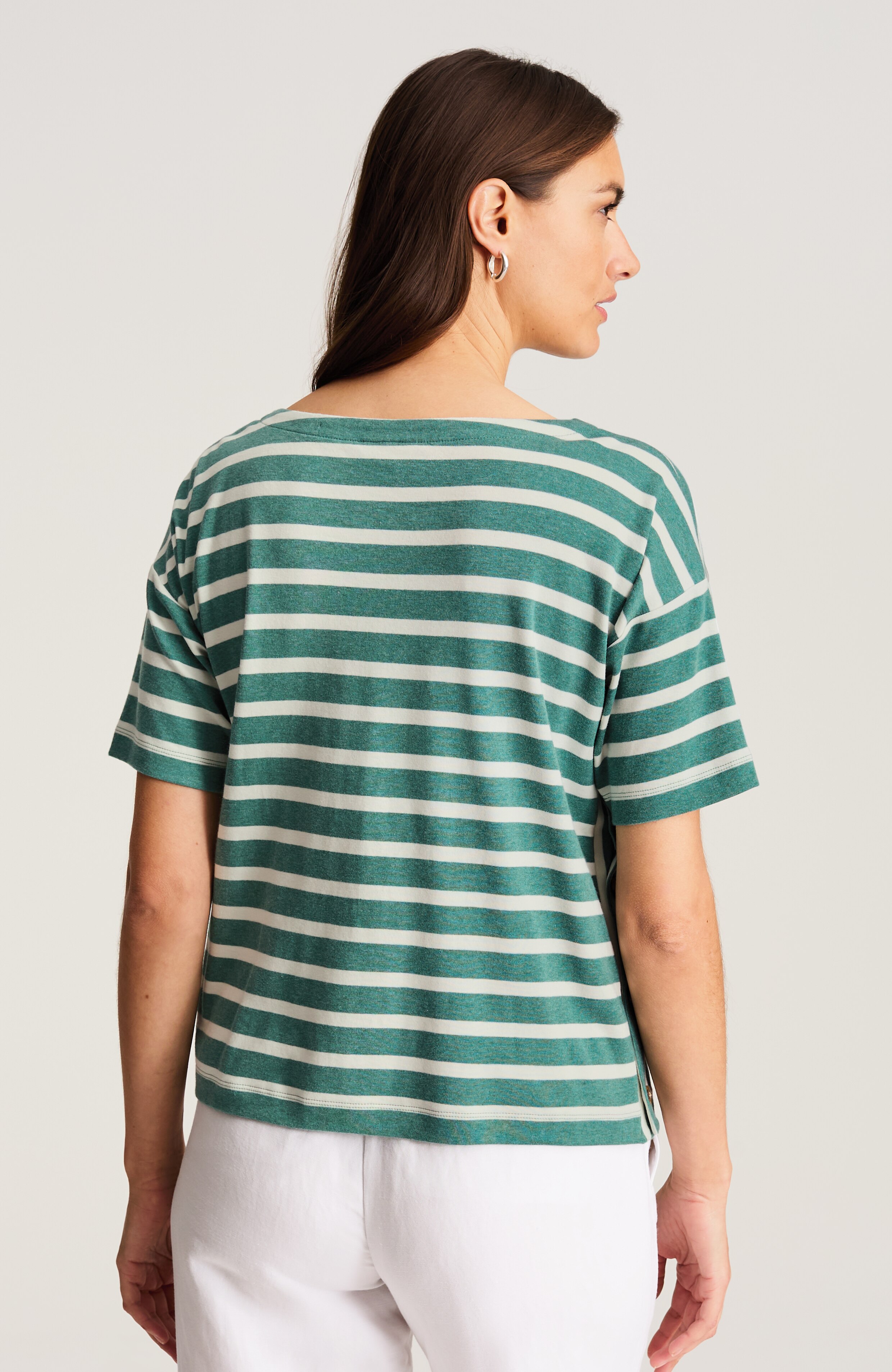 Mixed-Stripes Boat-Neck Top | JJill