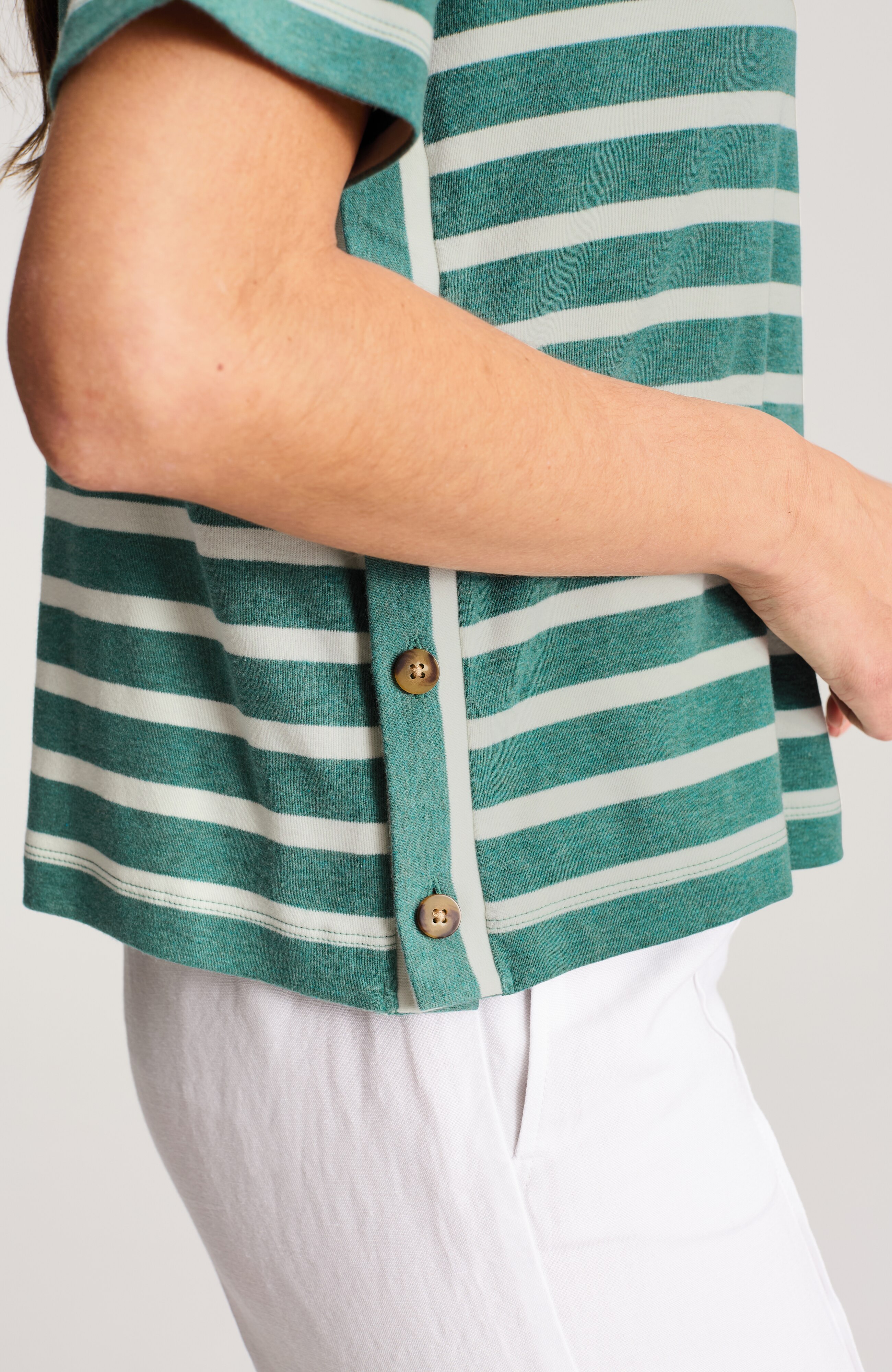 Mixed-Stripes Boat-Neck Top | JJill