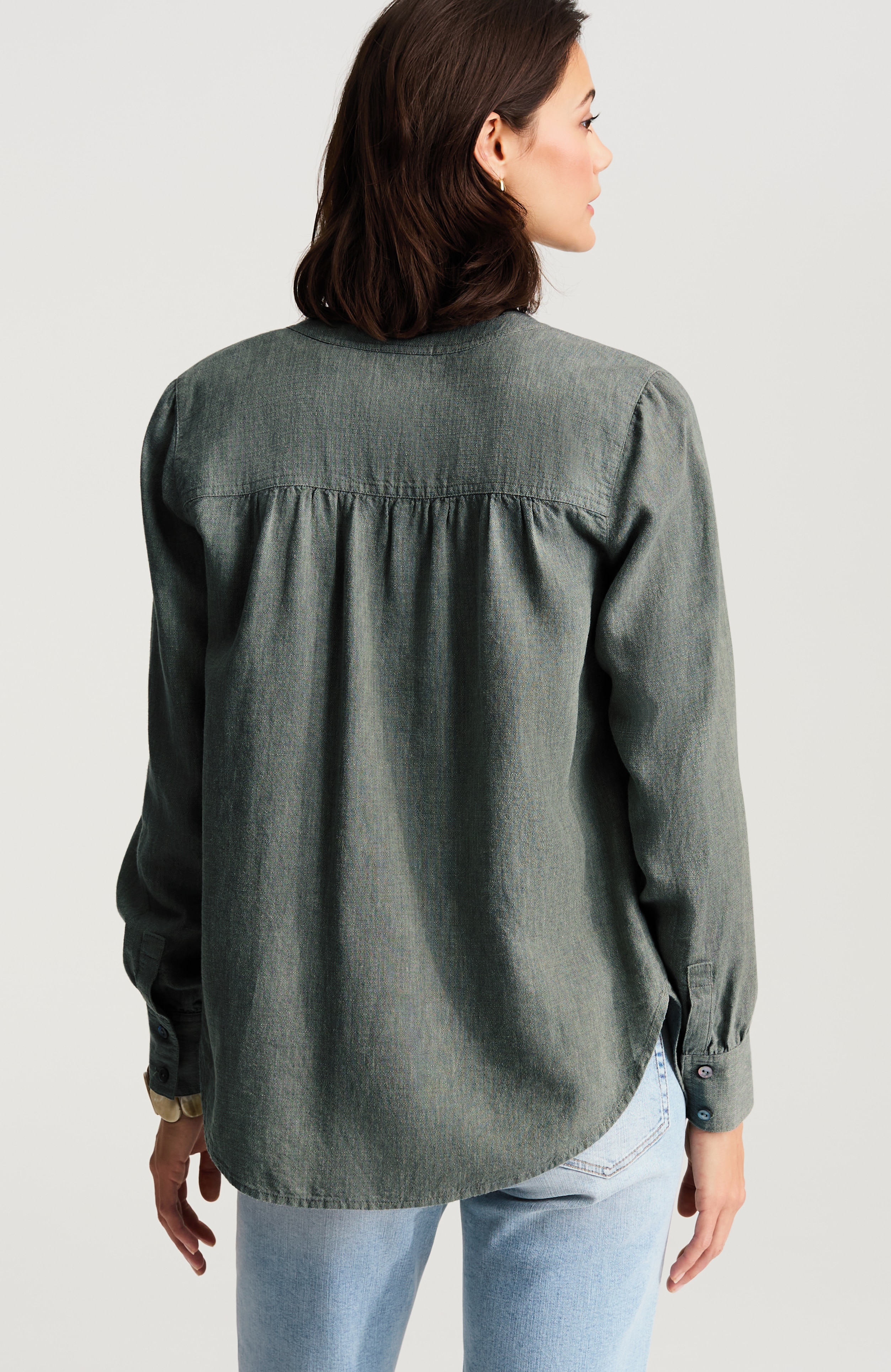 pure jill linen-blend button-front jacket