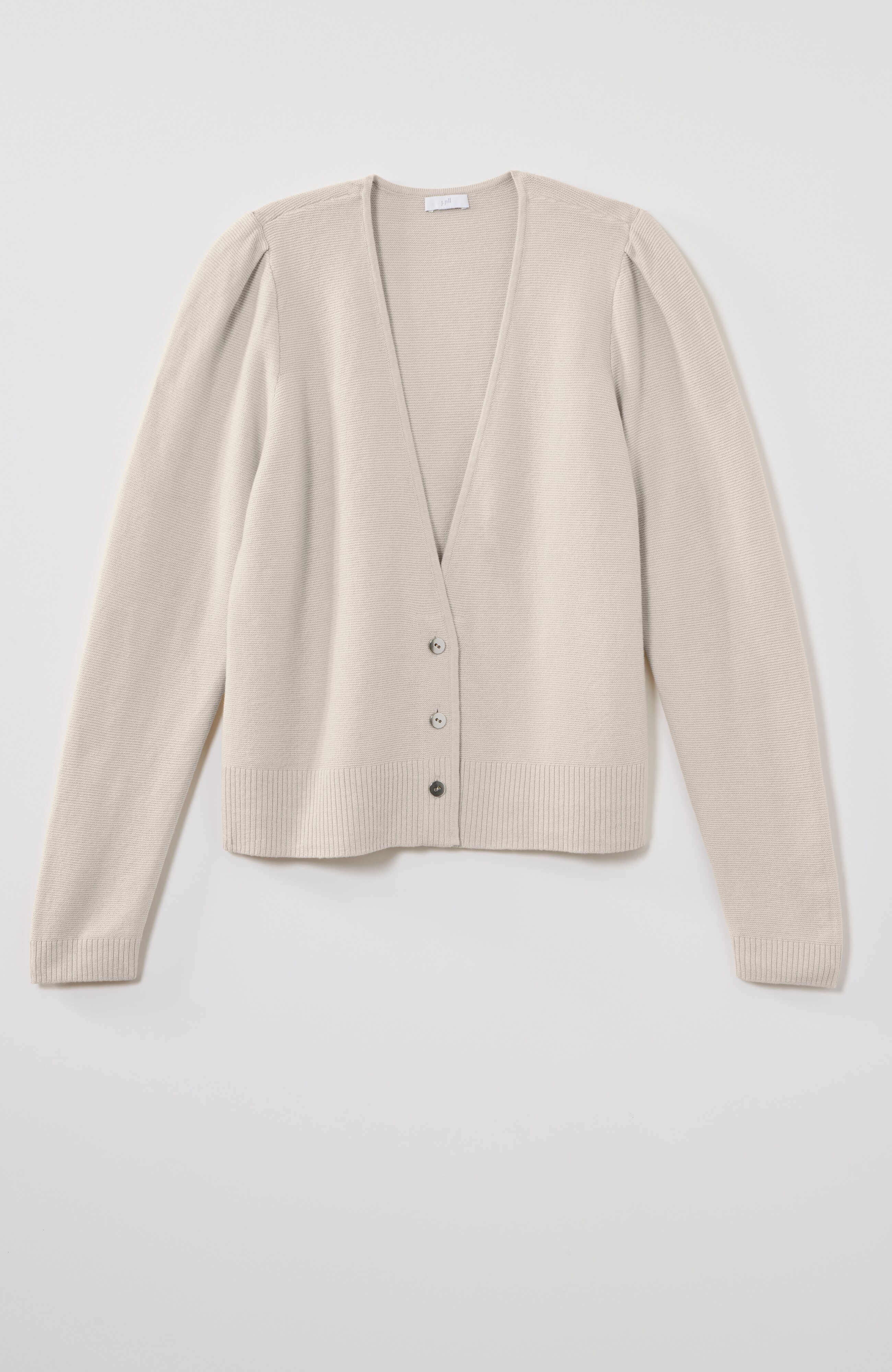 GARTER-STITCH BUTTON-FRONT CARDI | JJill