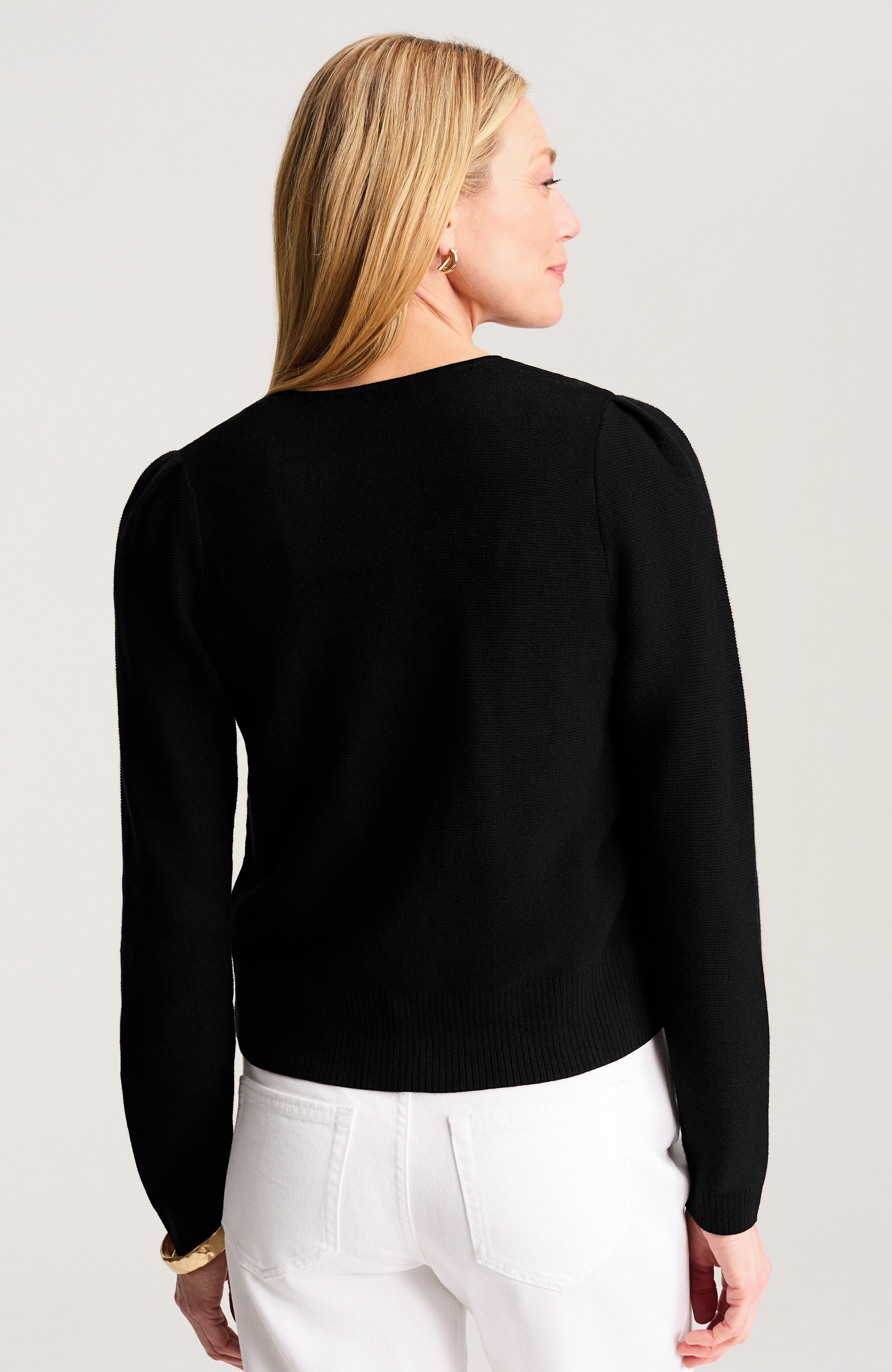 garter-stitch button-front cardi