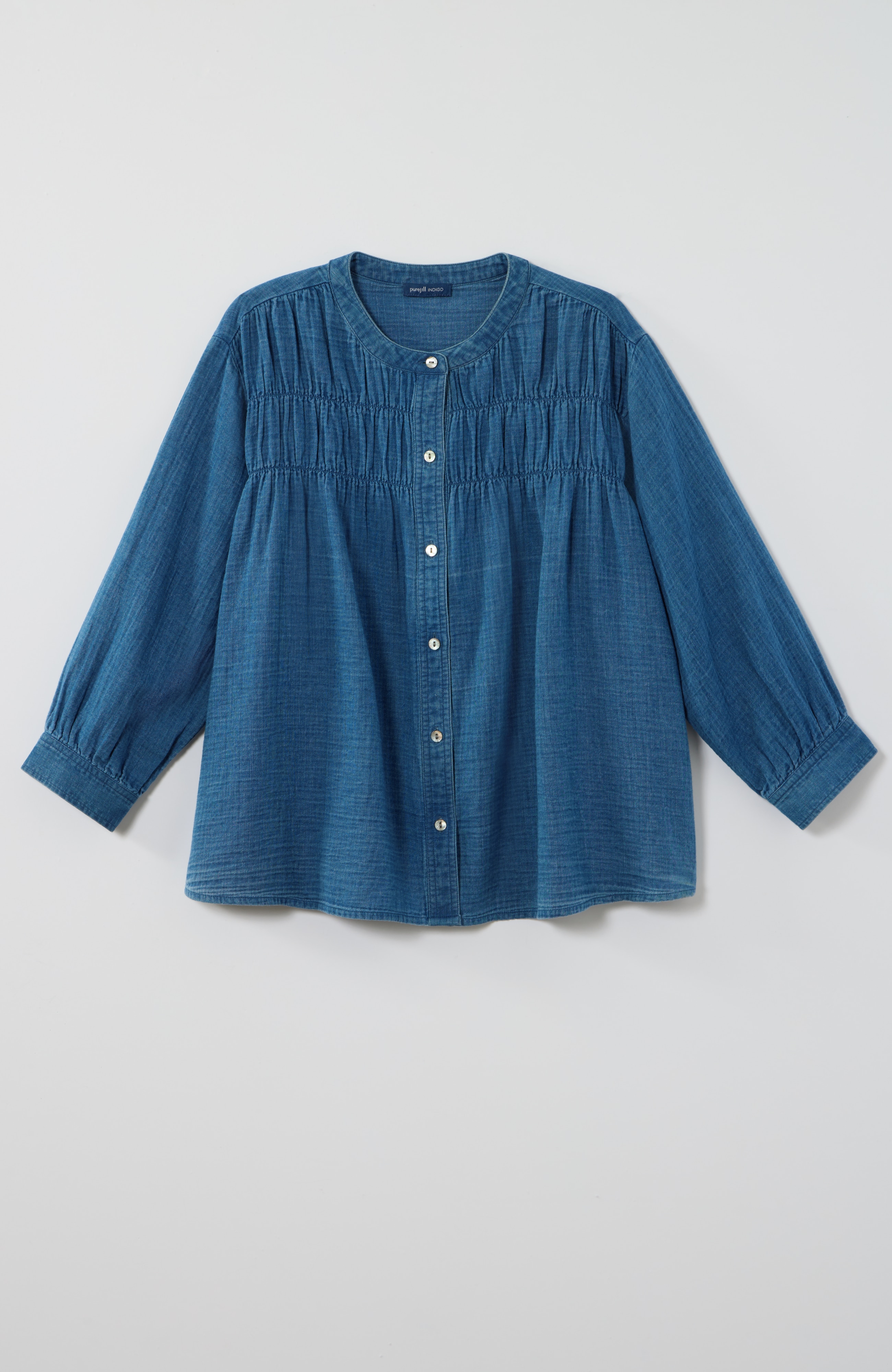 pure jill indigo smocked top