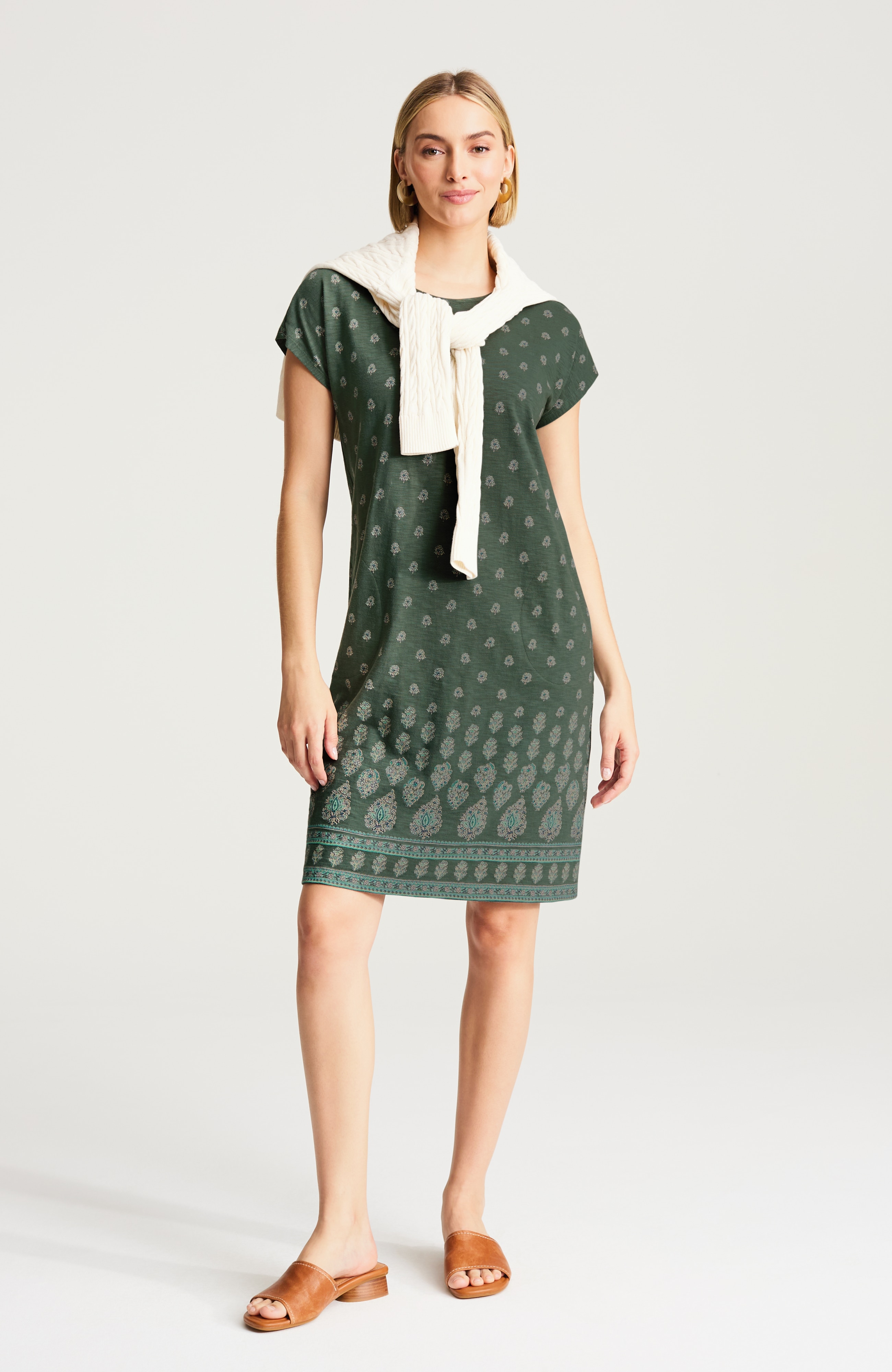 pure jill slub-knit t-shirt dress