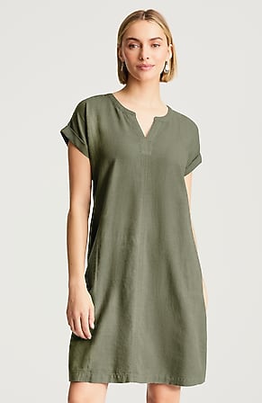 Image for Pure Jill Linen-Blend Cap-Sleeve Dress