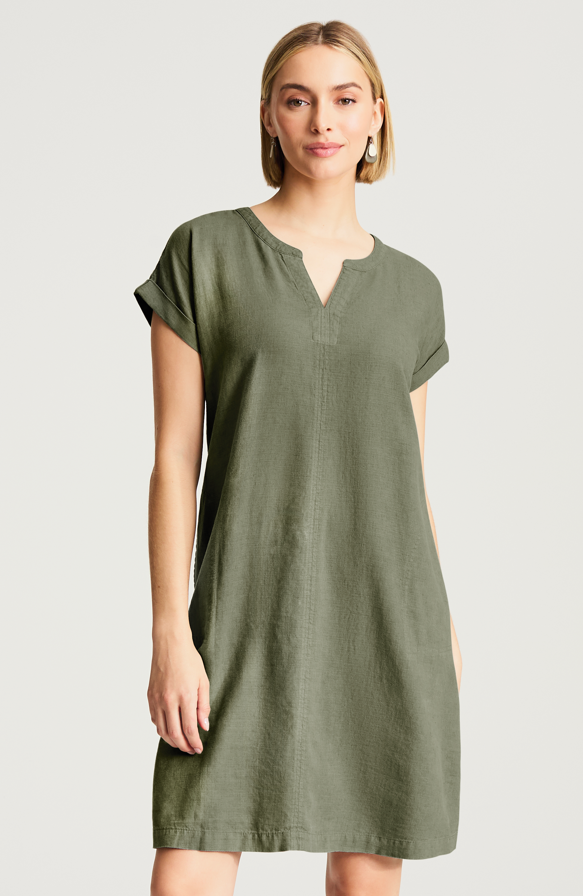 Pure Jill Linen-Blend Cap-Sleeve Dress