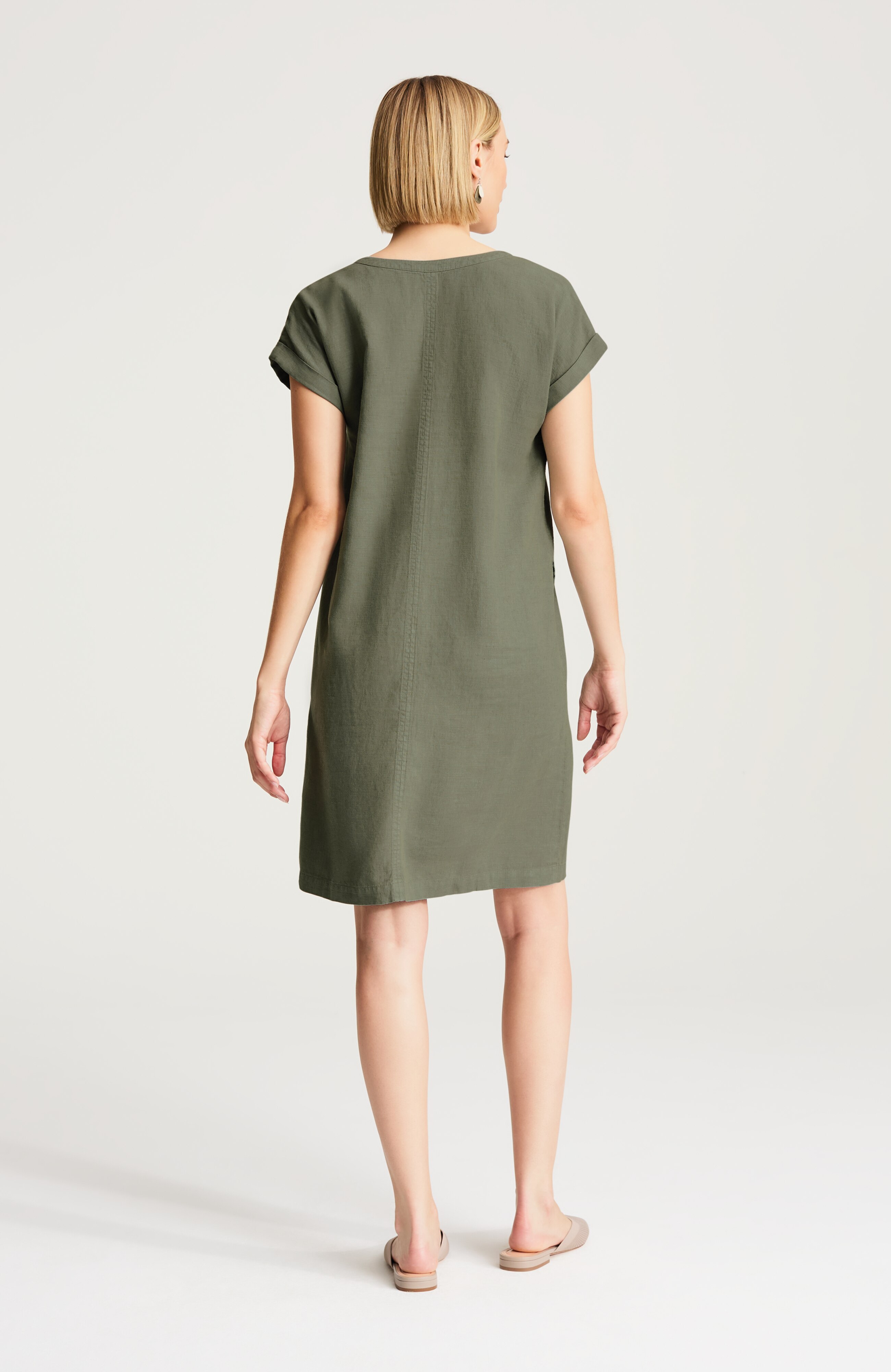 pure jill linen-blend cap-sleeve dress