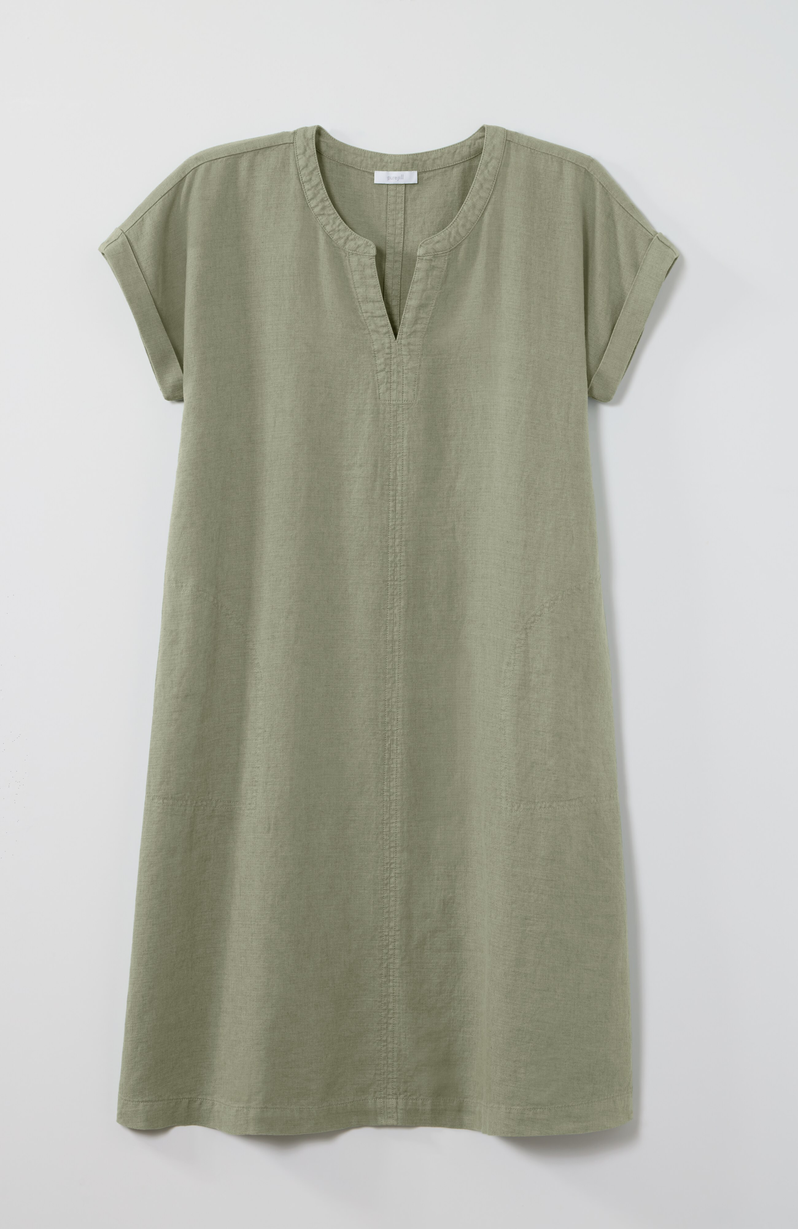 pure jill linen-blend cap-sleeve dress