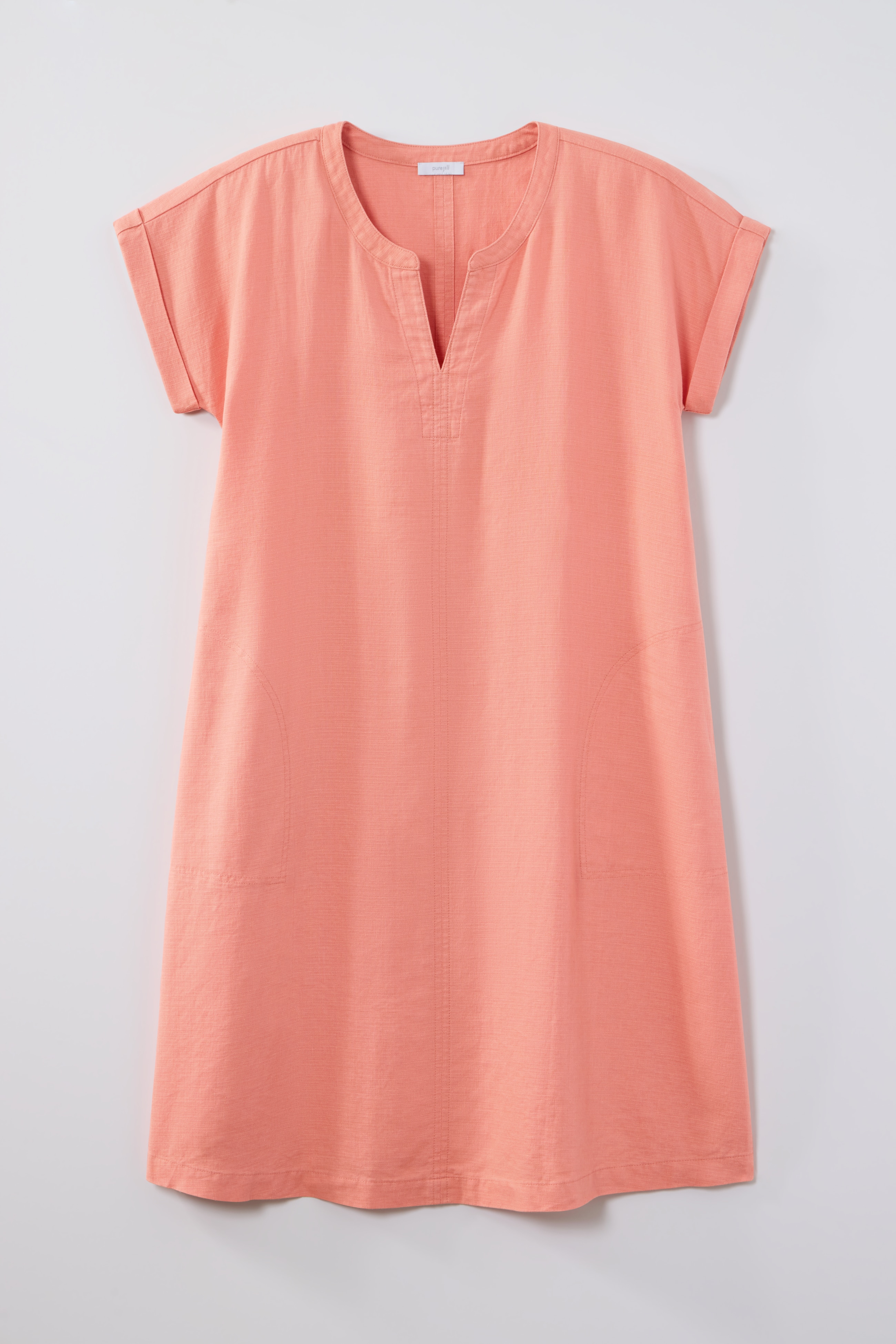 pure jill linen-blend cap-sleeve dress